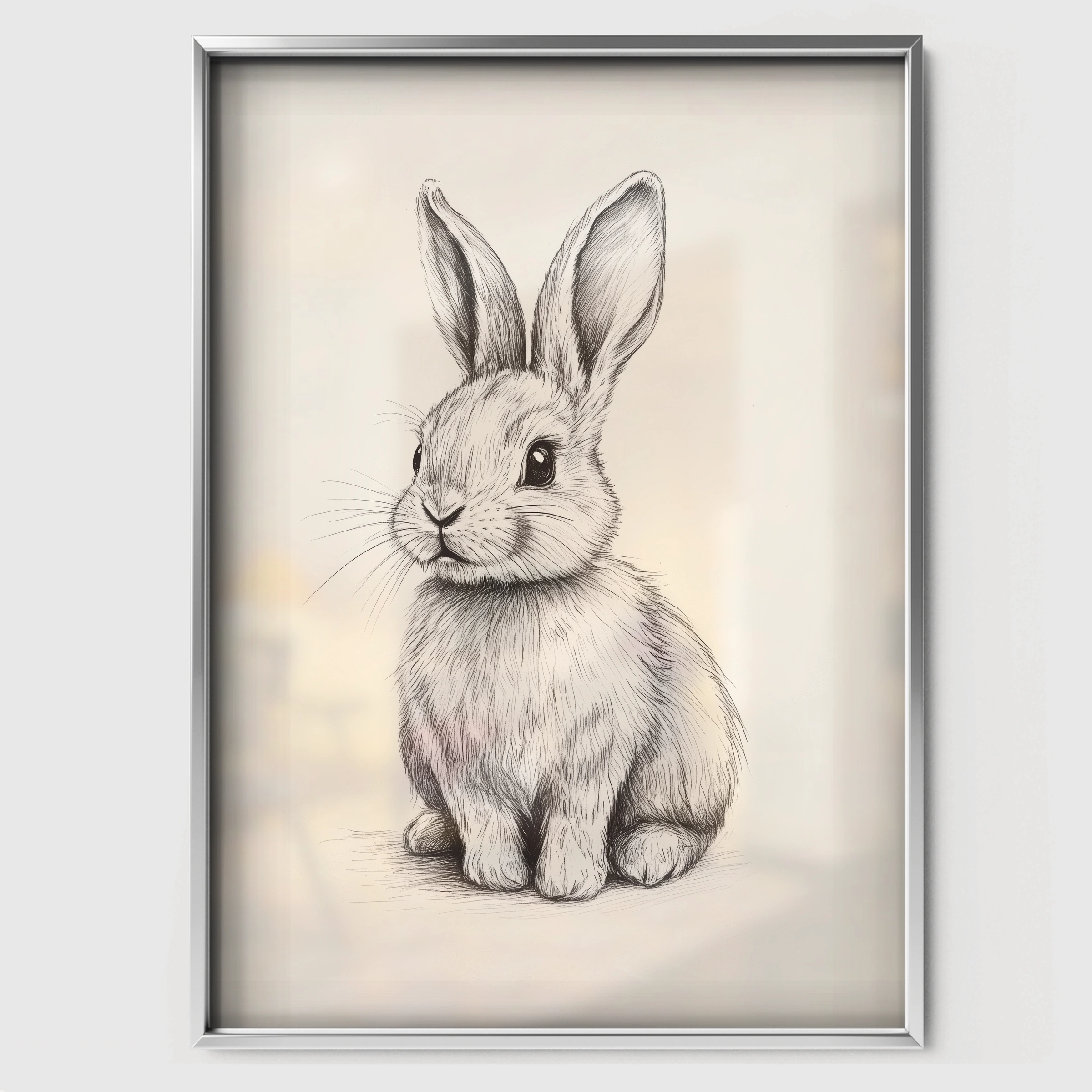 Rabbit Sketch Nursery Print - white framed nursery wall art print