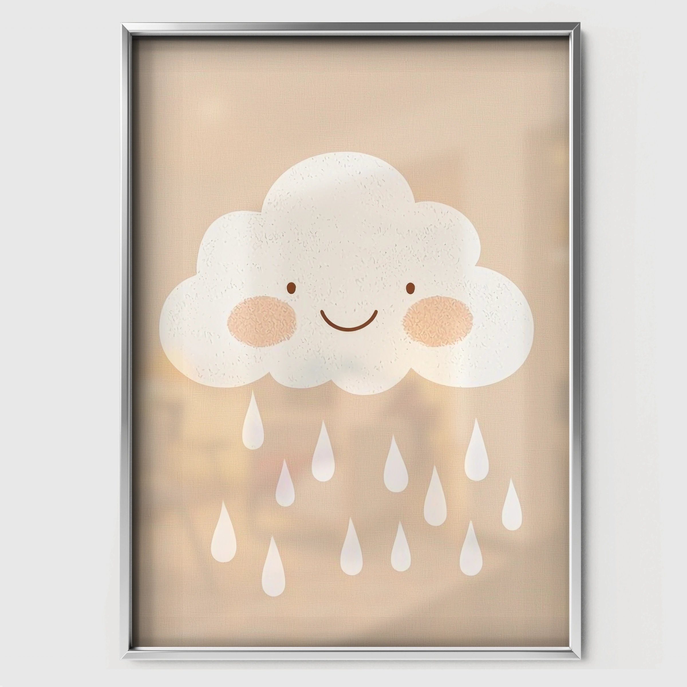 Rain Cloud Nursery Print - white framed nursery wall art print