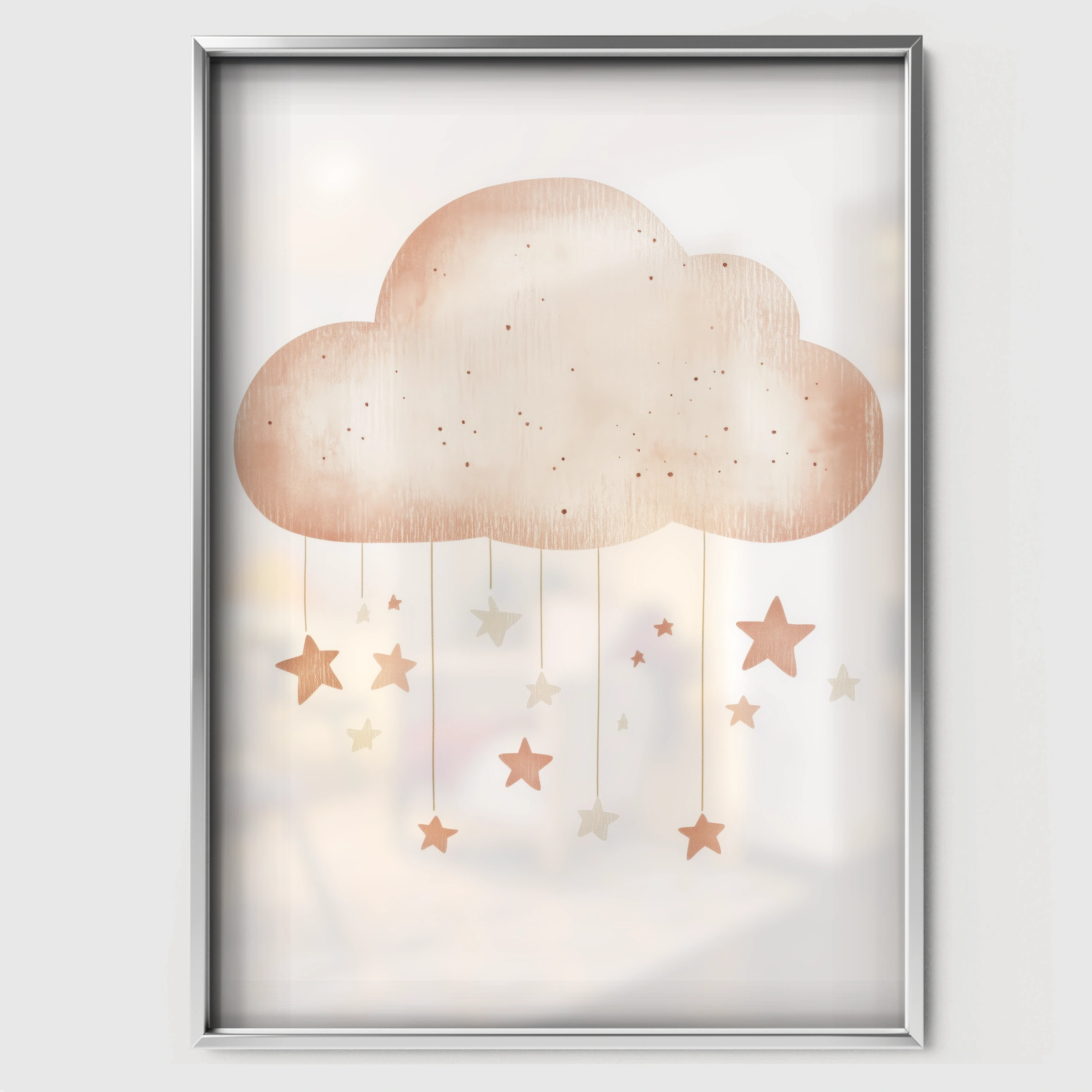 Rain Cloud Two Nursery Print - white framed nursery wall art print