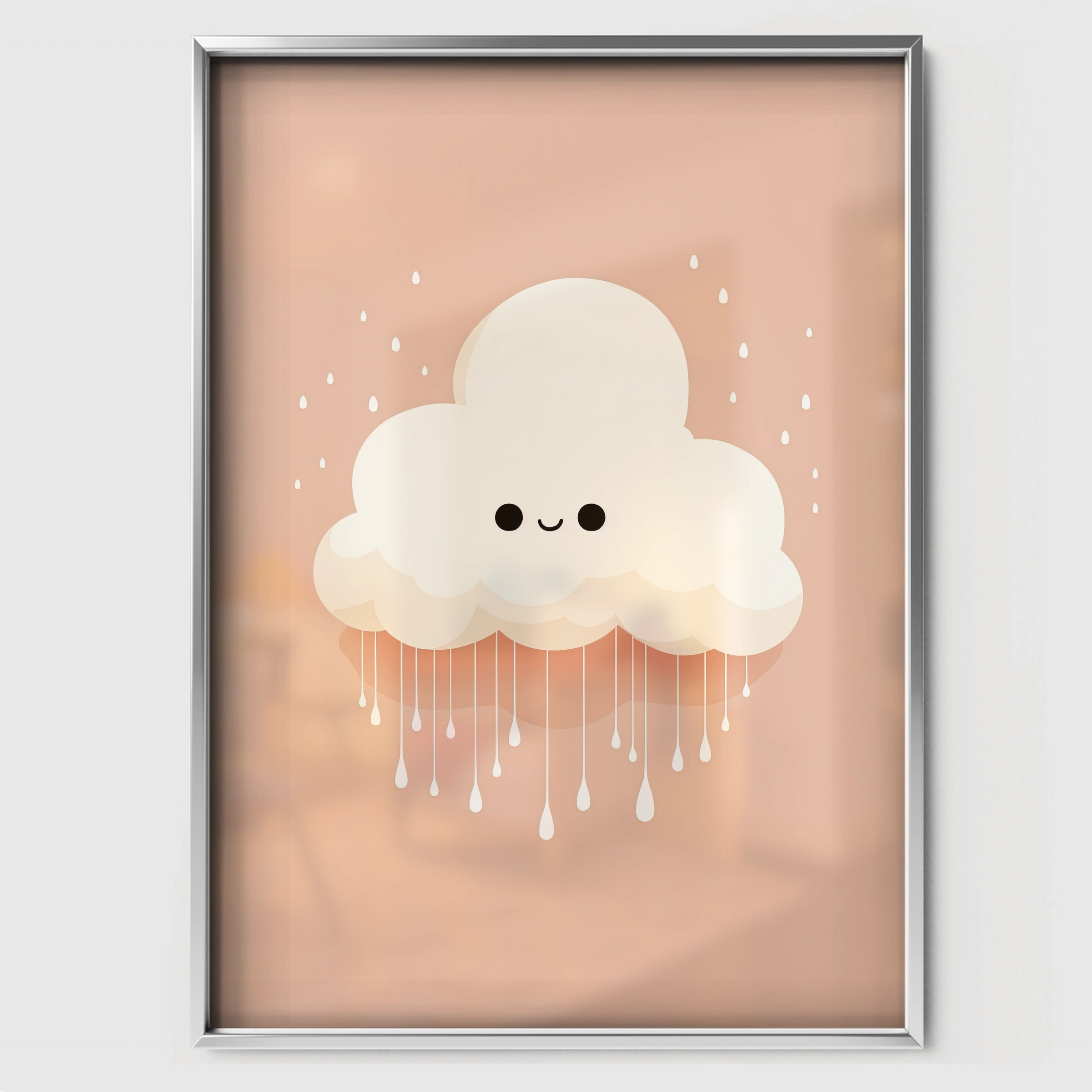 Rainy Cloud Nursery Print - white framed nursery wall art print