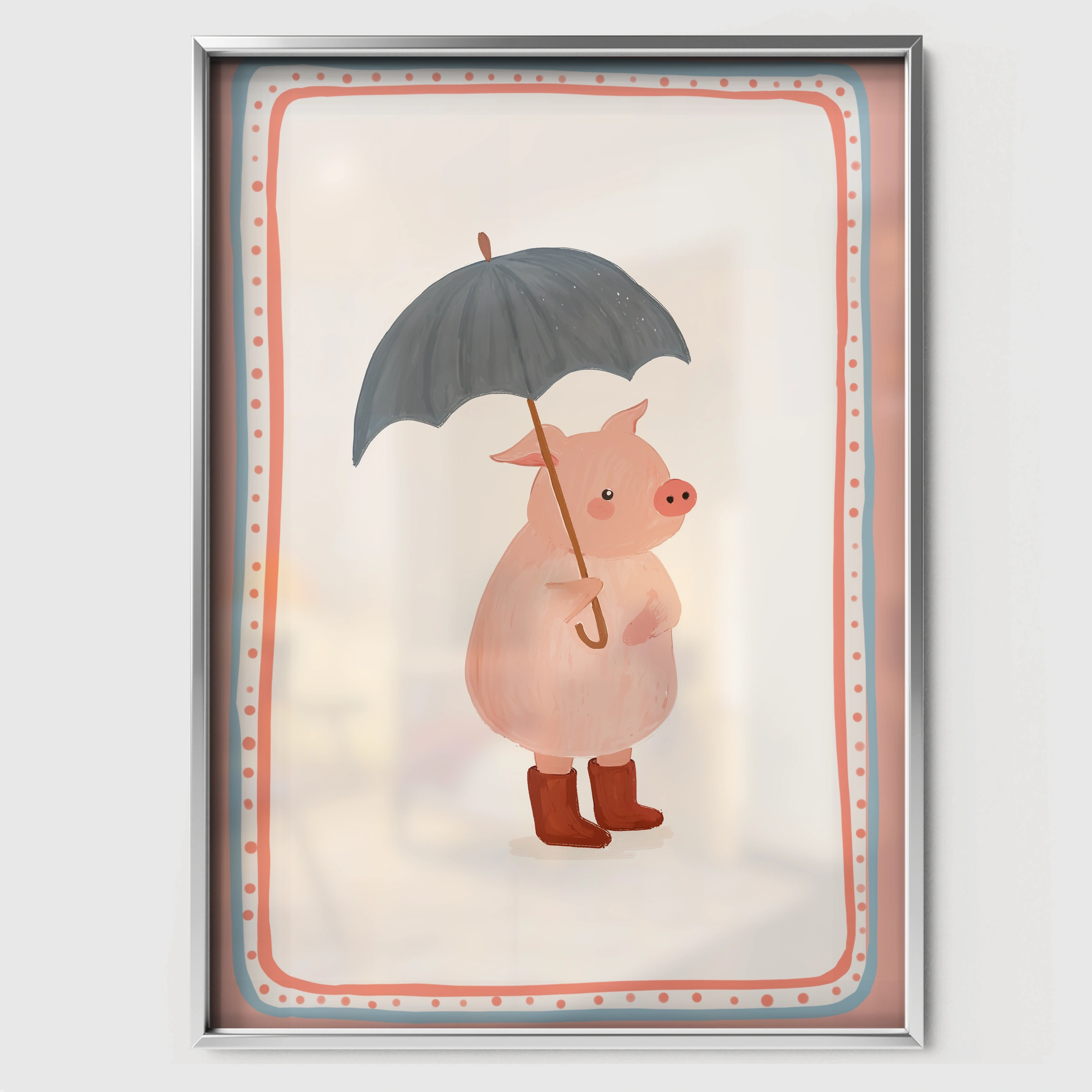 Rainy Days Elephant Nursery Print - white framed nursery wall art print