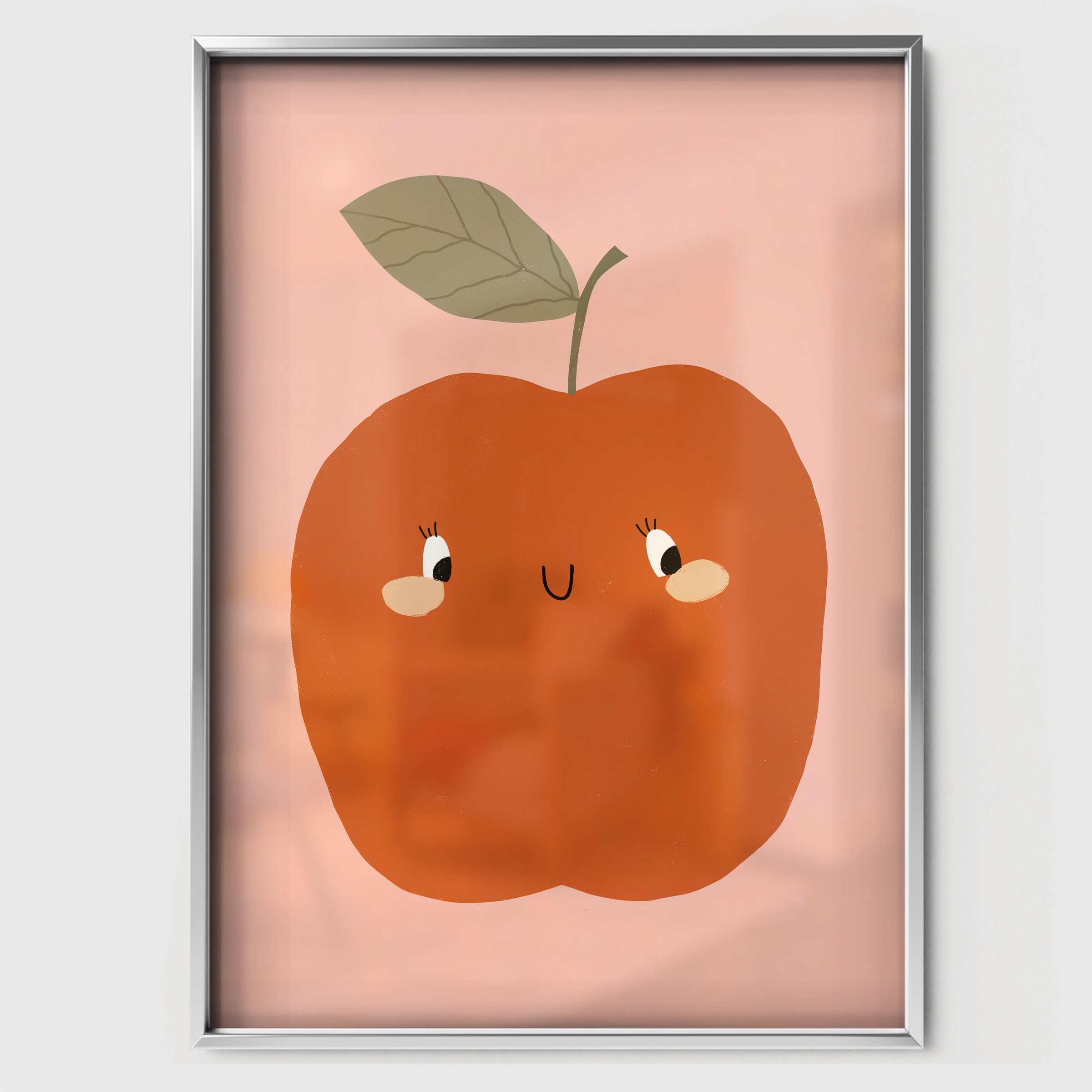Red Apple Nursery Print - white framed nursery wall art print