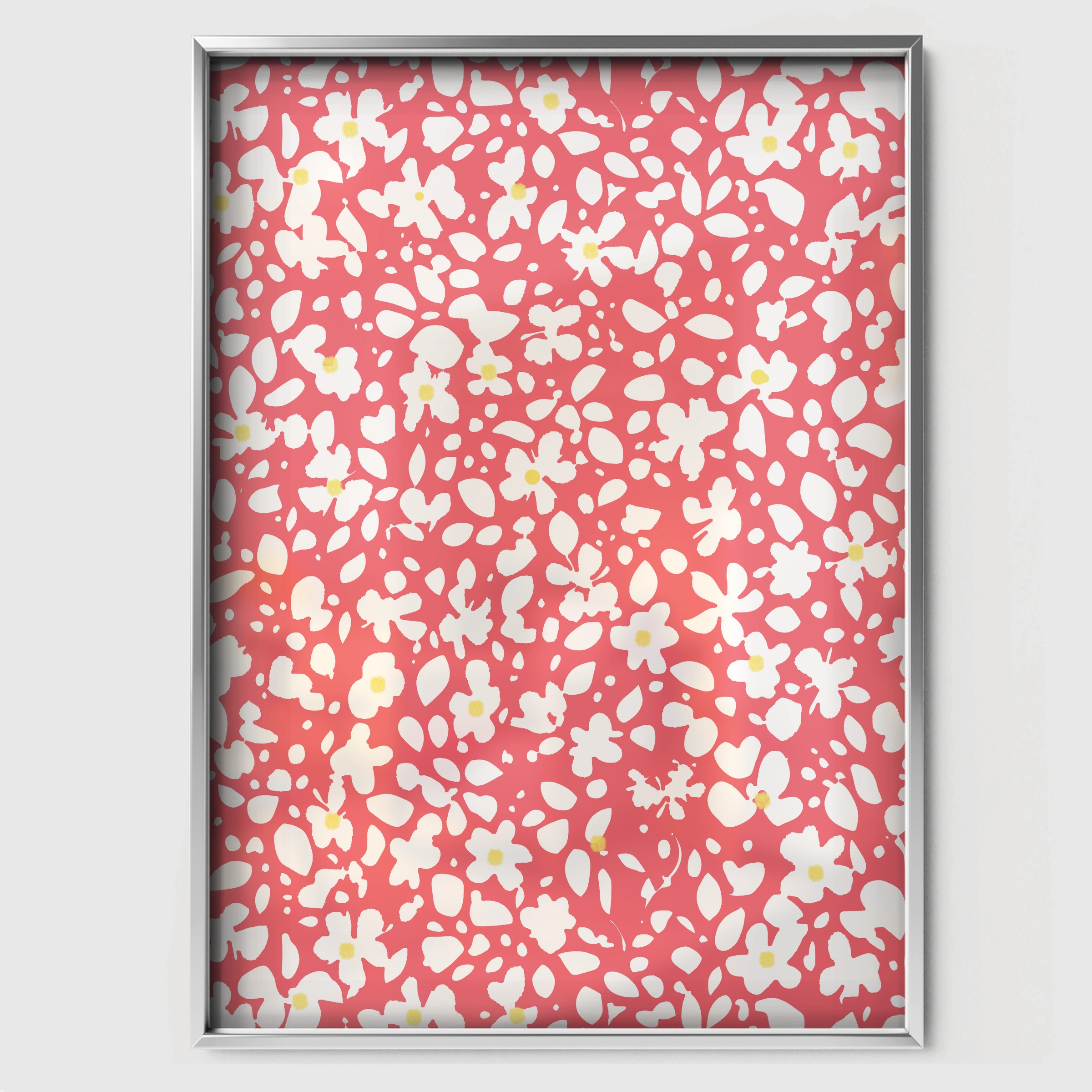 Red Floral Nursery Print - white framed nursery wall art print