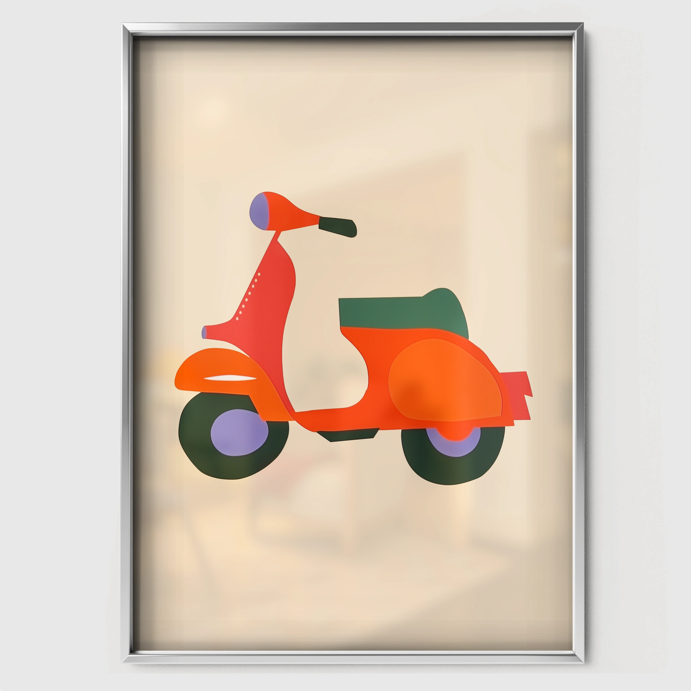 Red Scooter Nursery Print - white framed nursery wall art print
