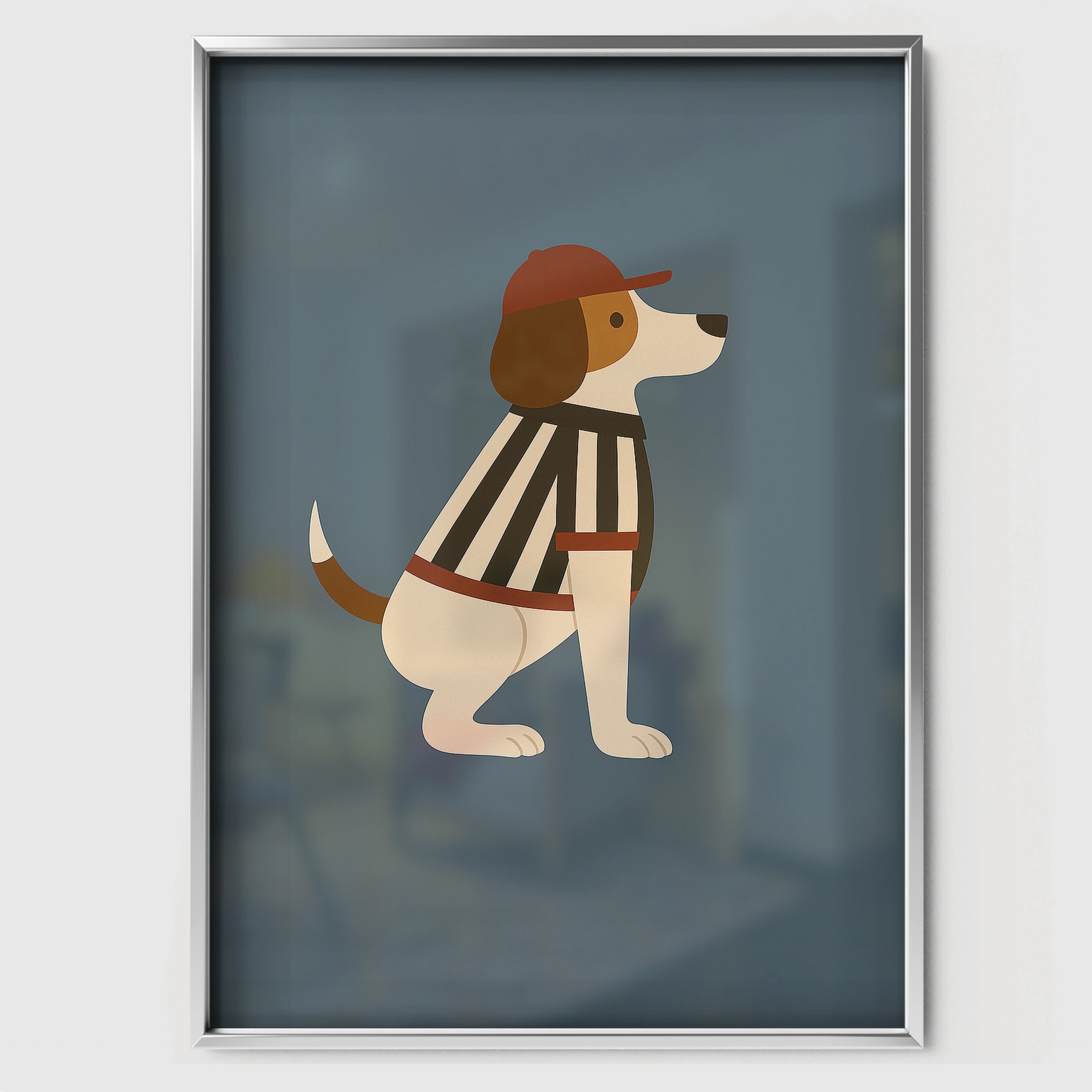Referee Dog Nursery Print - white framed nursery wall art print
