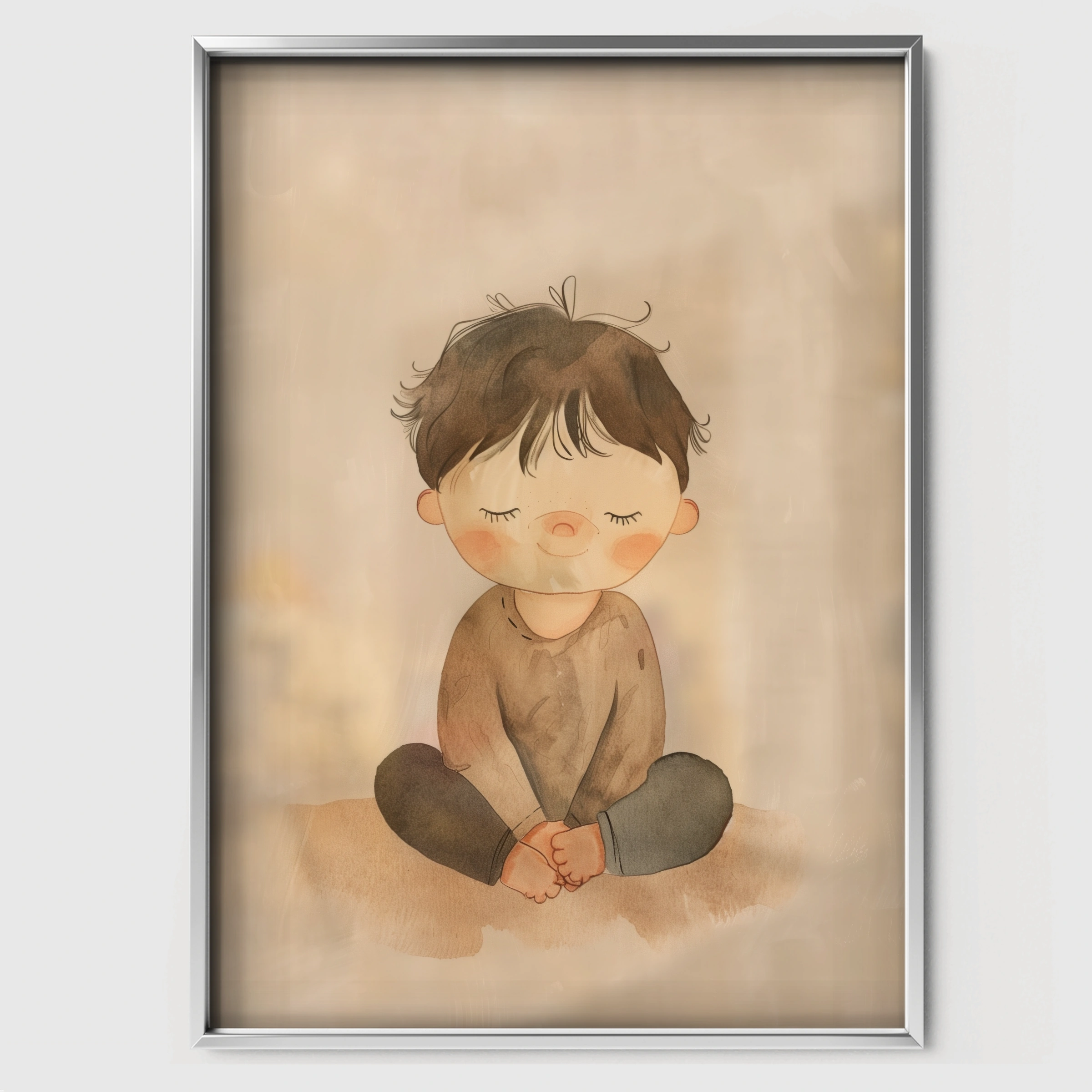 Resting Boy Nursery Print - white framed nursery wall art print