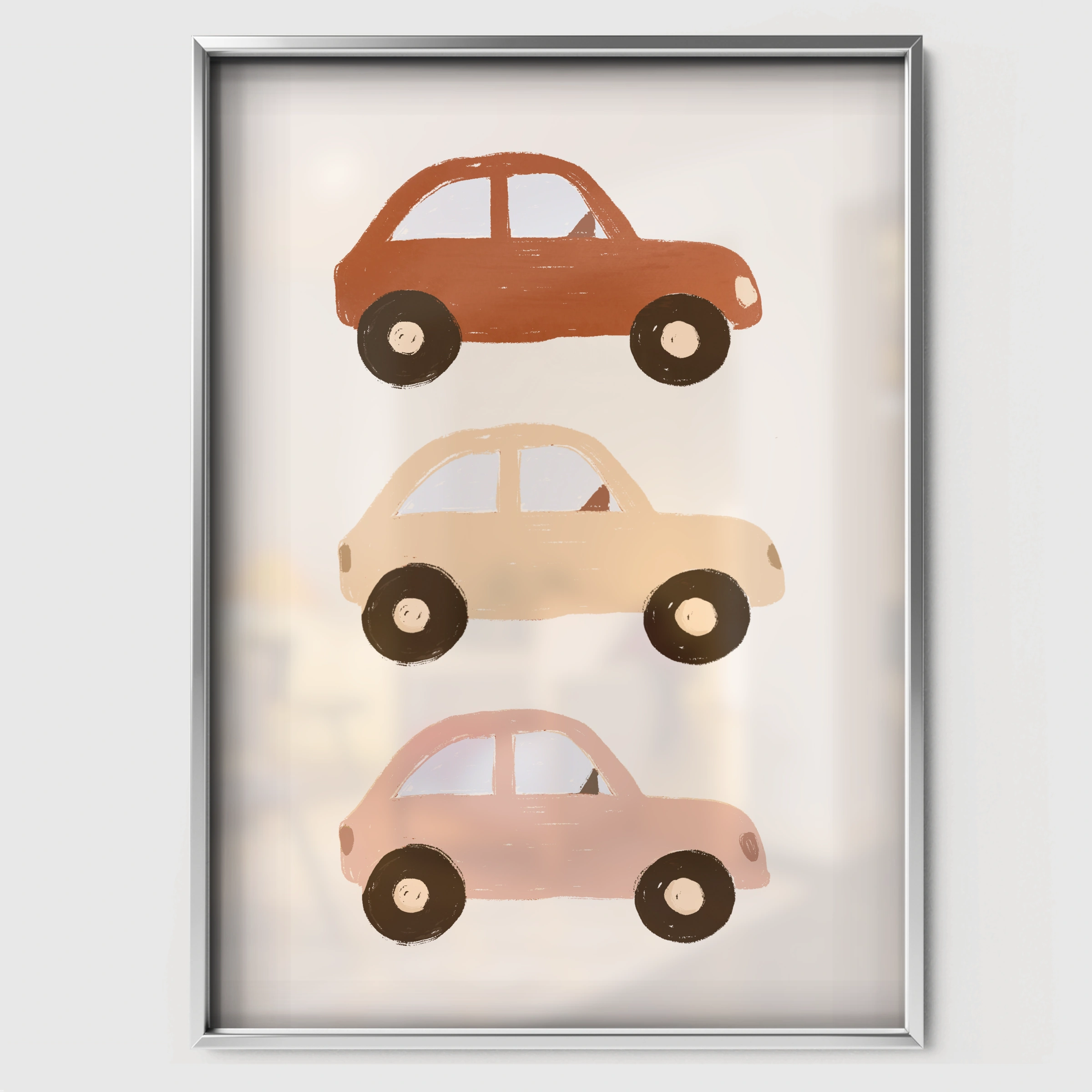 Retro Cars Nursery Print - white framed nursery wall art print
