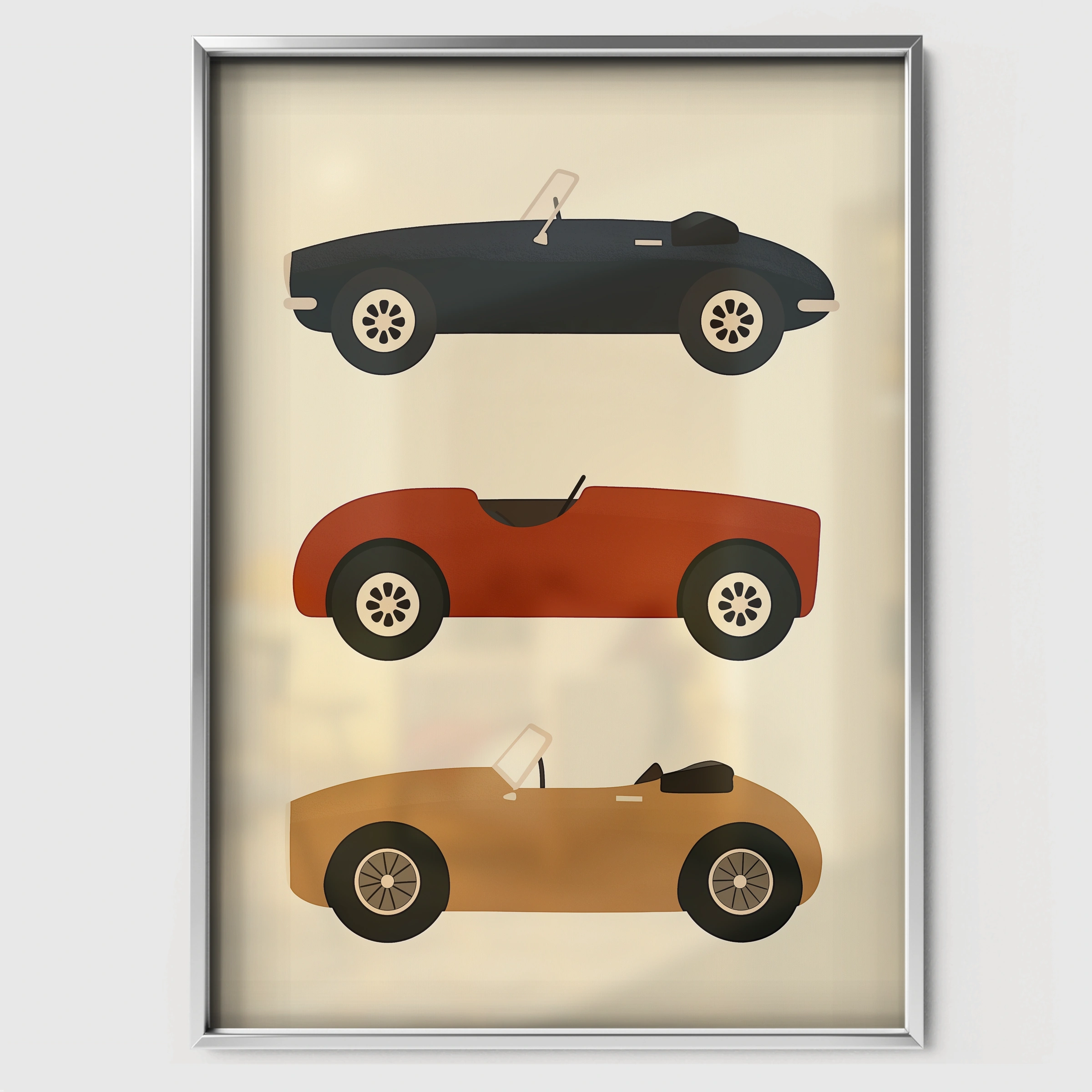 Retro Roadsters Nursery Print - white framed nursery wall art print