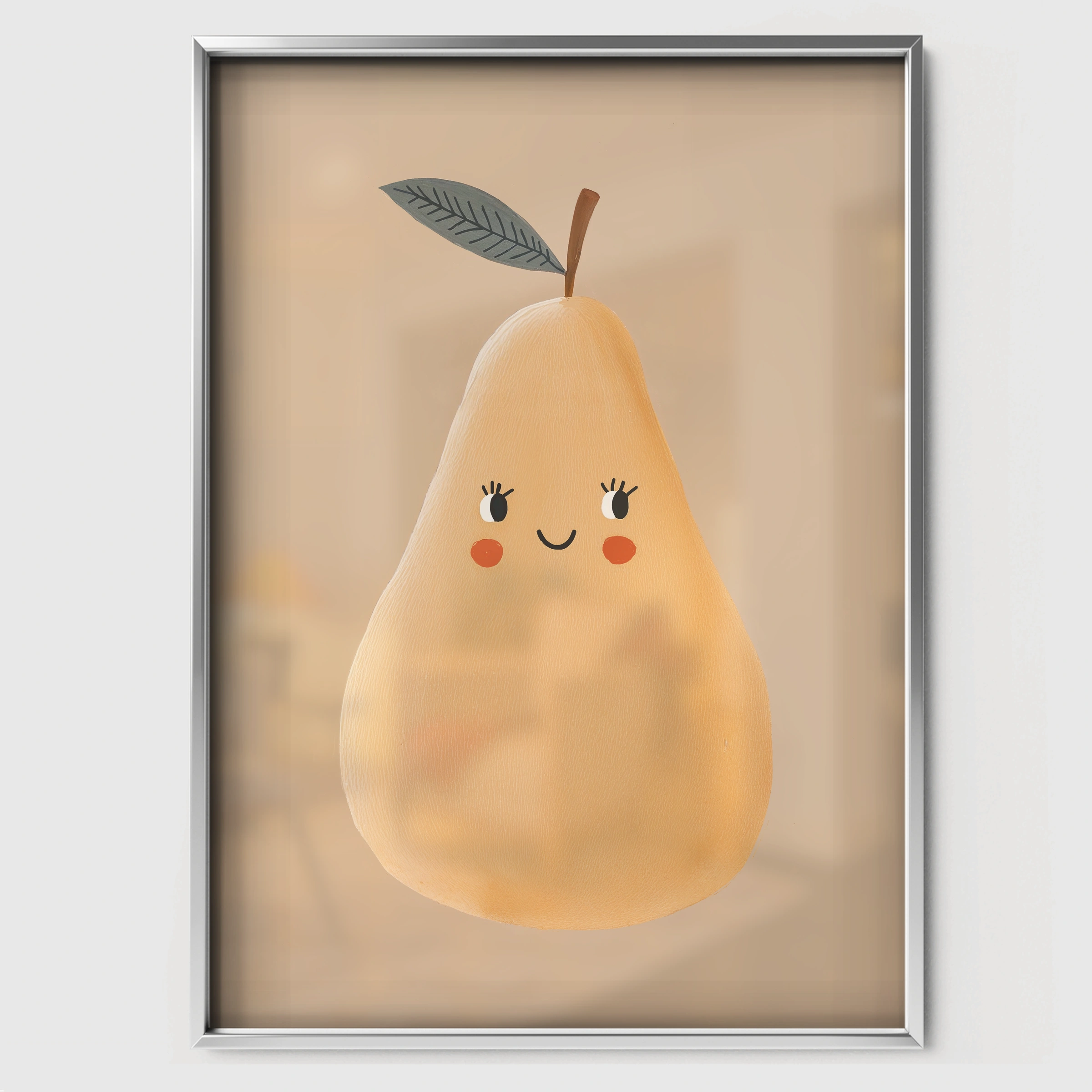 Ripe Pear Nursery Print - white framed nursery wall art print