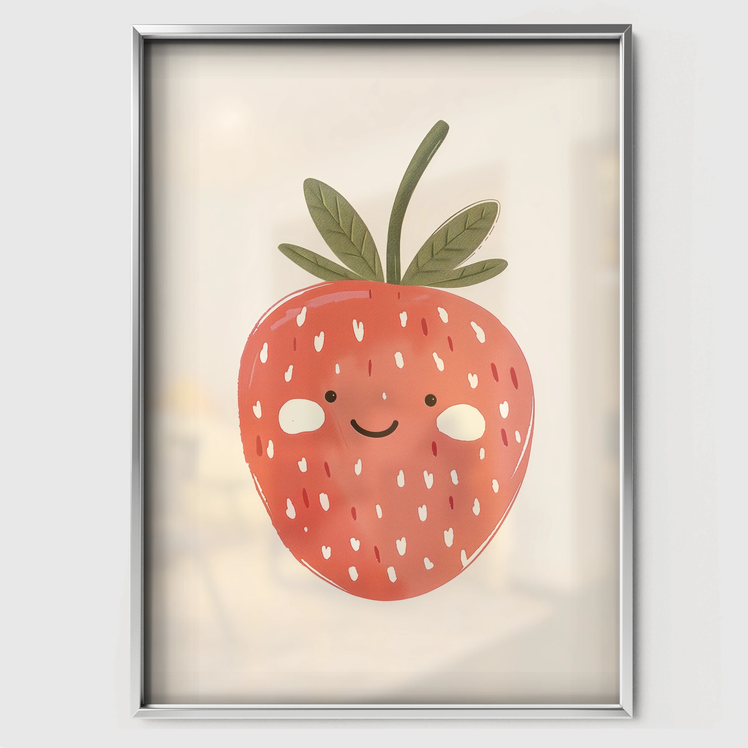 Ripe Strawberry Nursery Print - white framed nursery wall art print