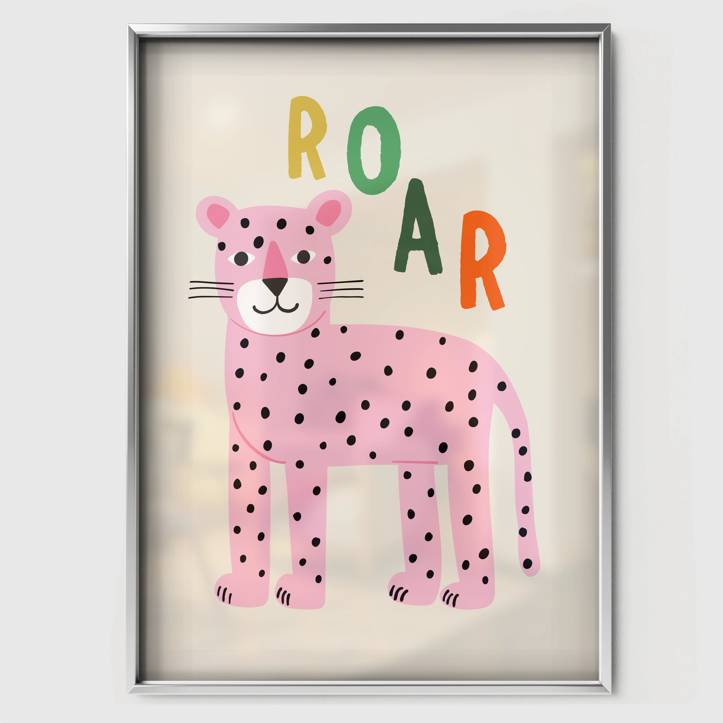 Roar Leopard Nursery Print - white framed nursery wall art print