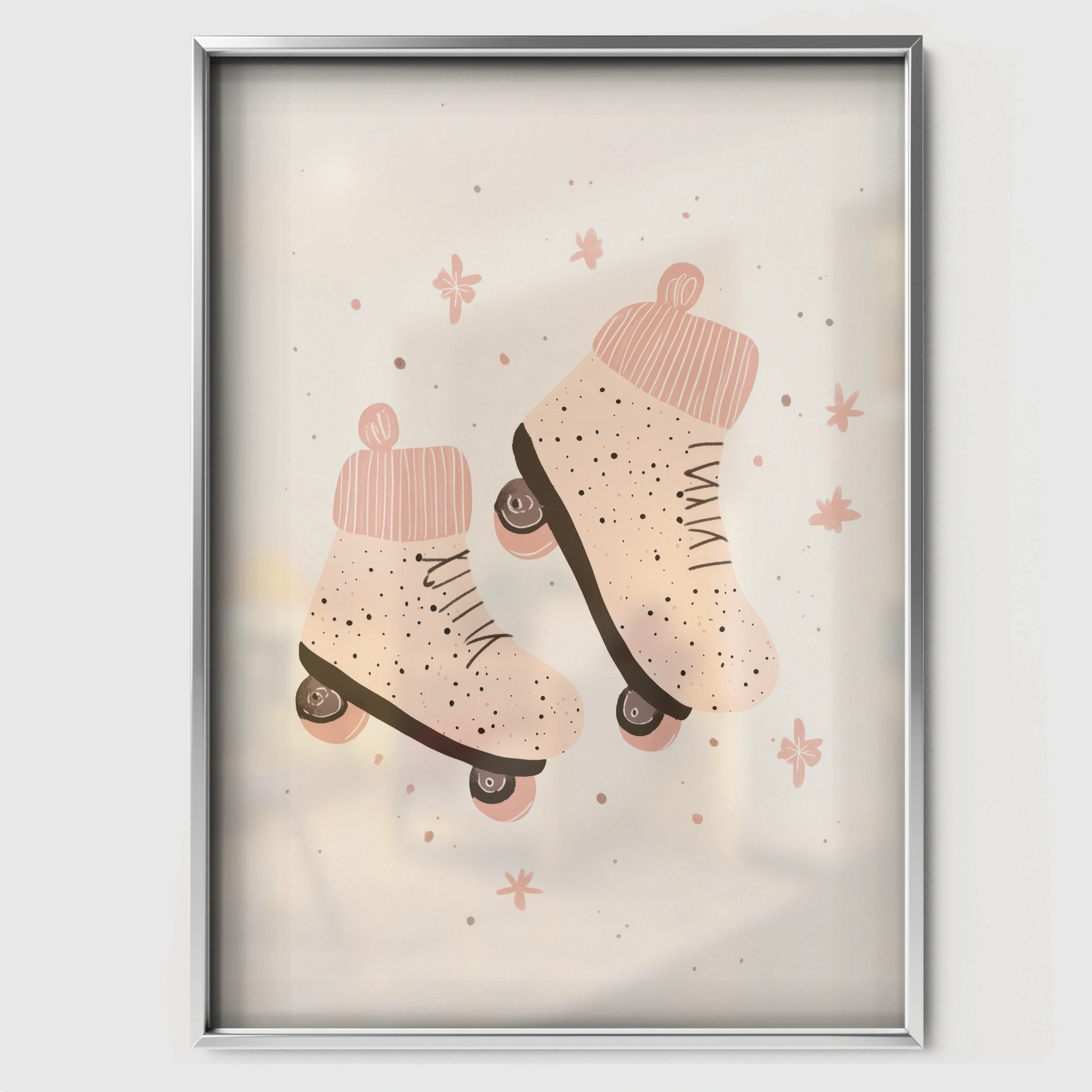 Roller Skates Nursery Print - white framed nursery wall art print