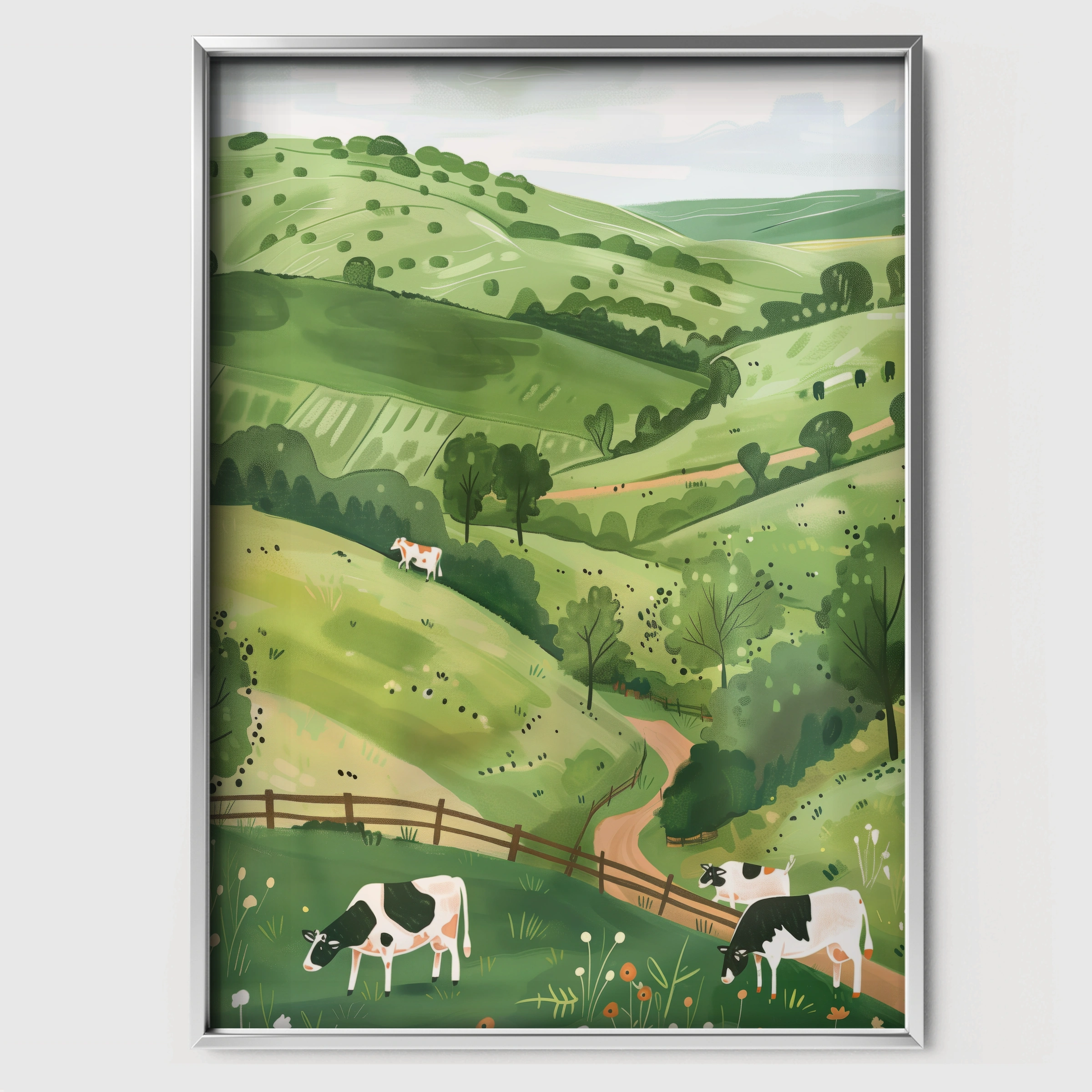 Rolling Hills Nursery Print - white framed nursery wall art print