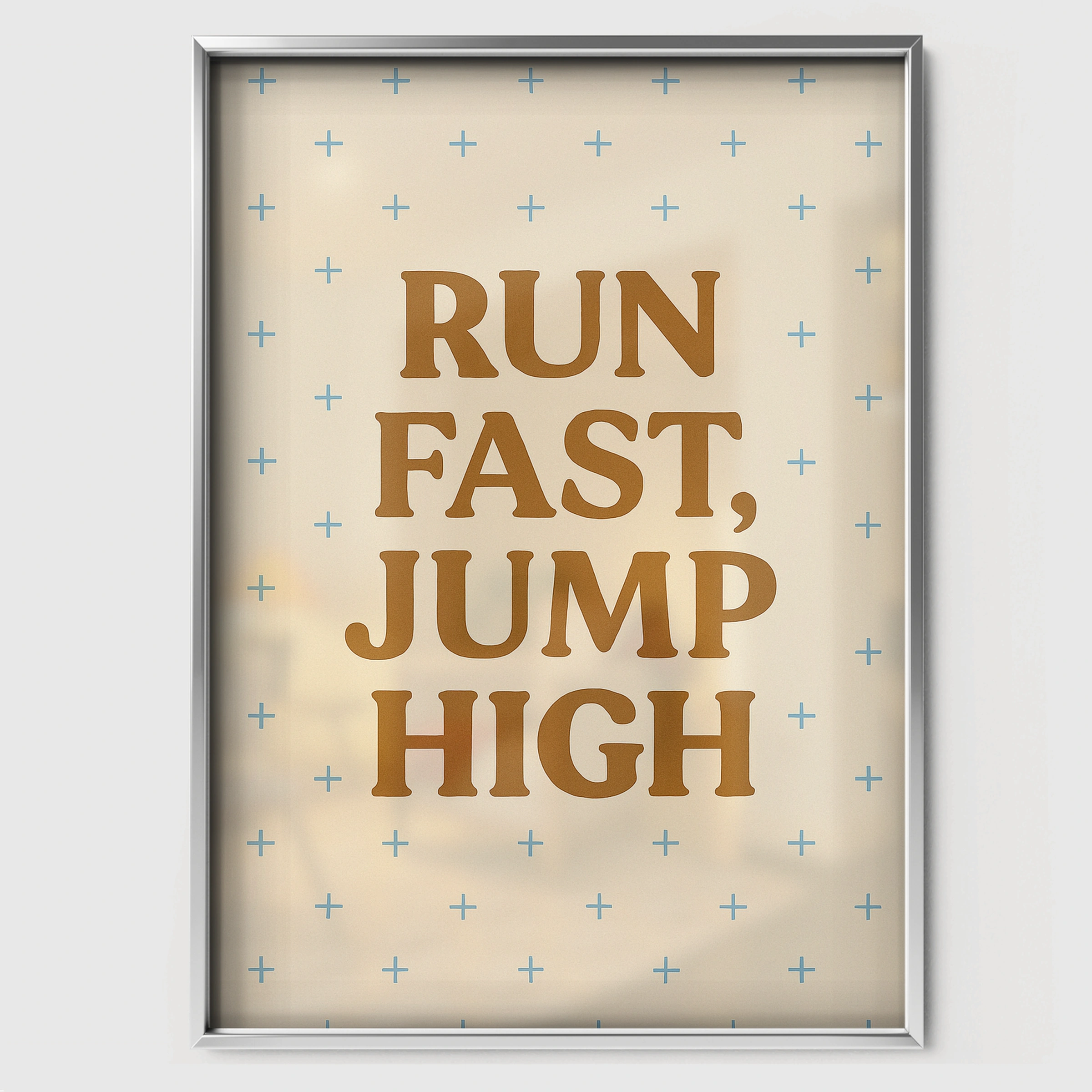 Run Fast Jump High Nursery Print - white framed nursery wall art print