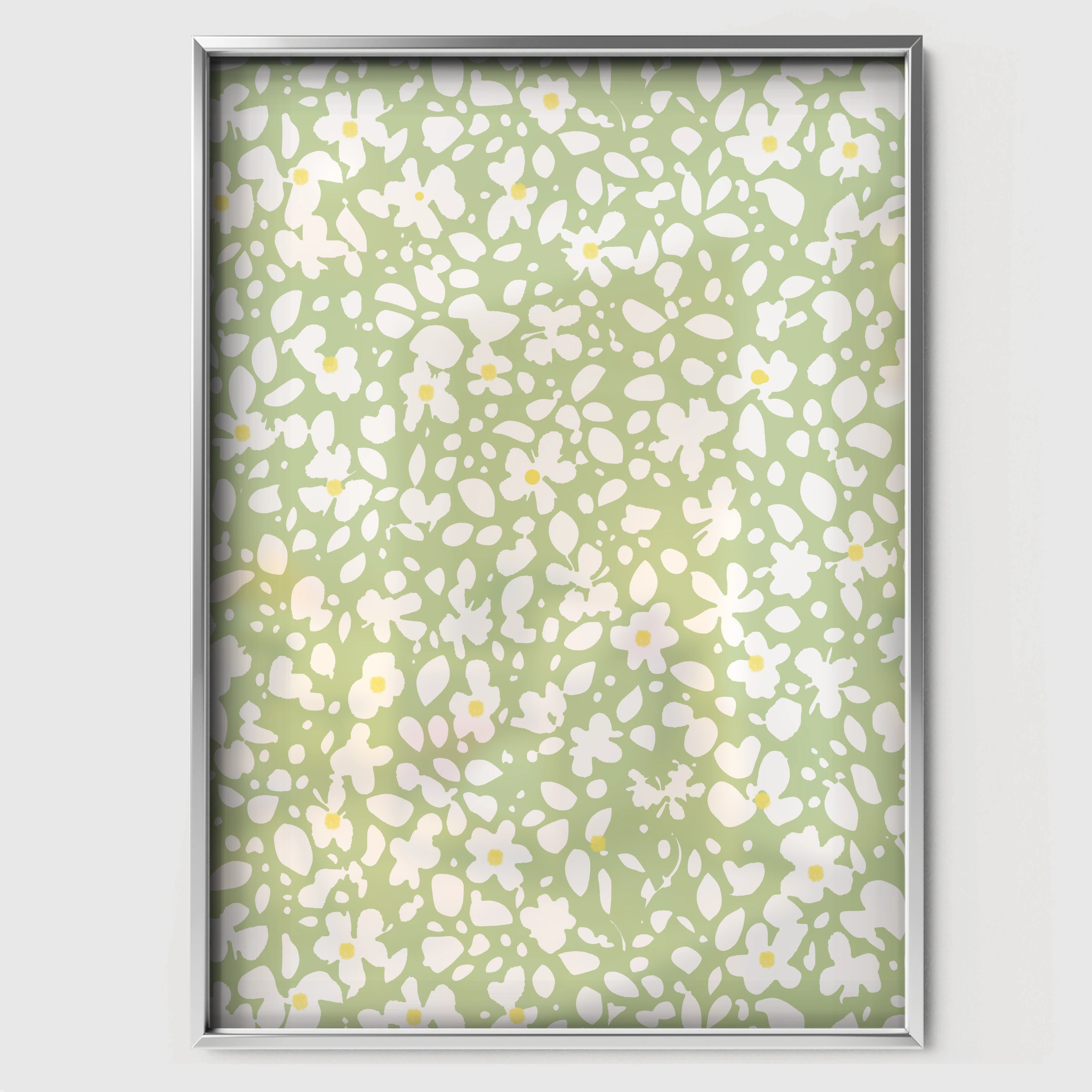 Sage Floral Nursery Print - white framed nursery wall art print