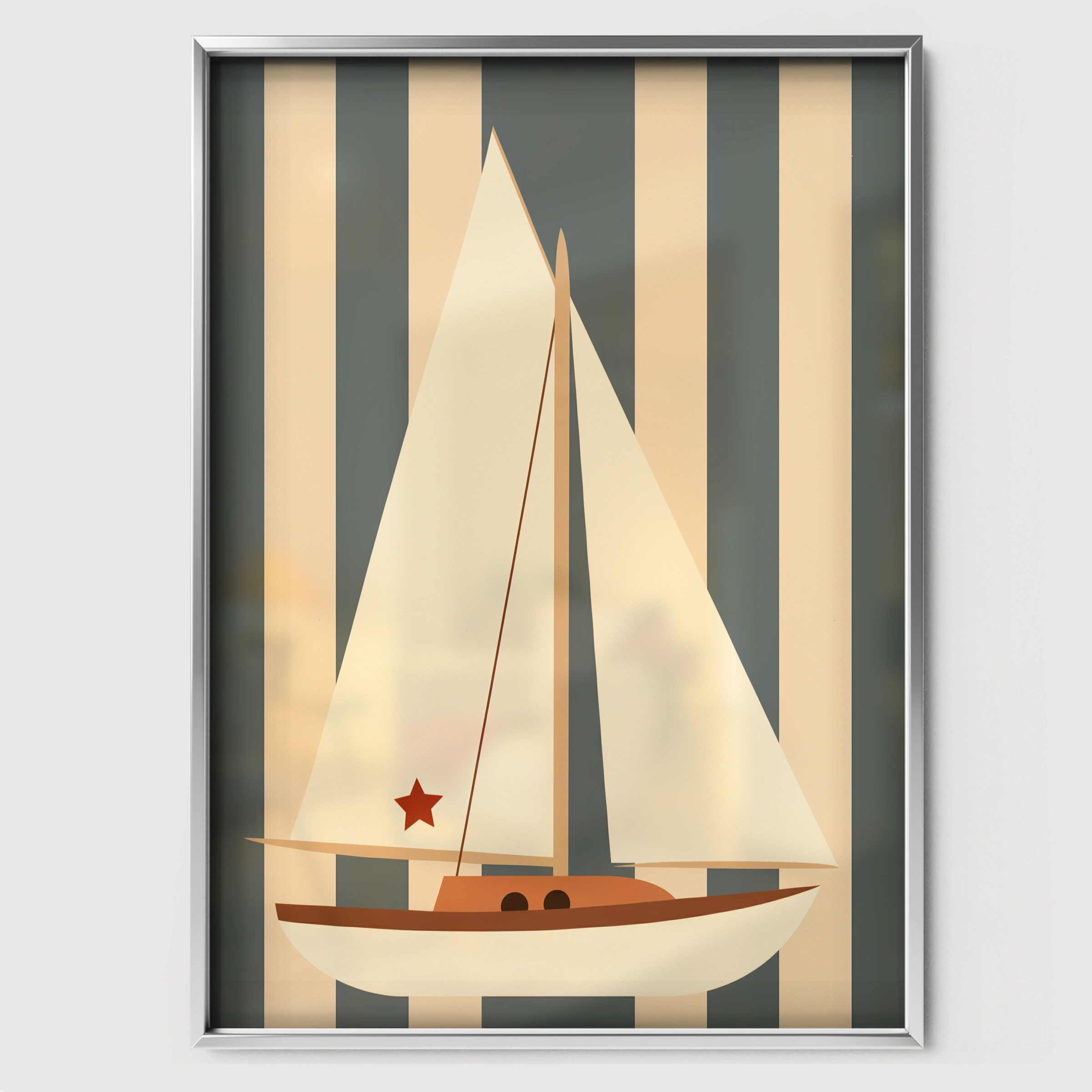 Sailboat Nursery Print - white framed nursery wall art print