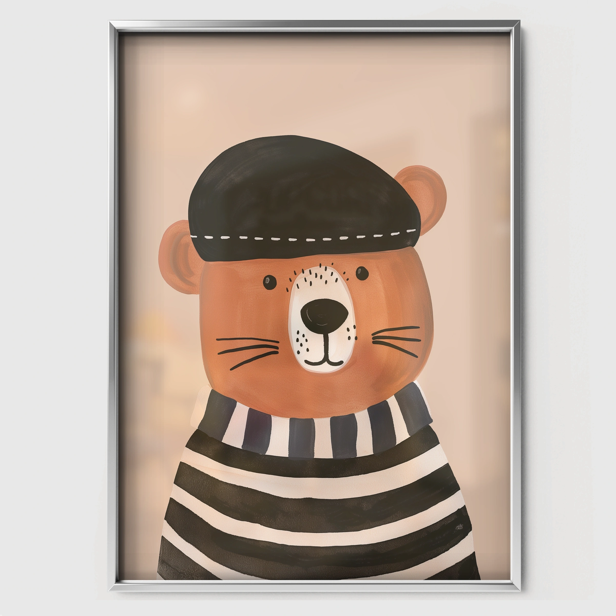 Sailor Bear Nursery Print - white framed nursery wall art print