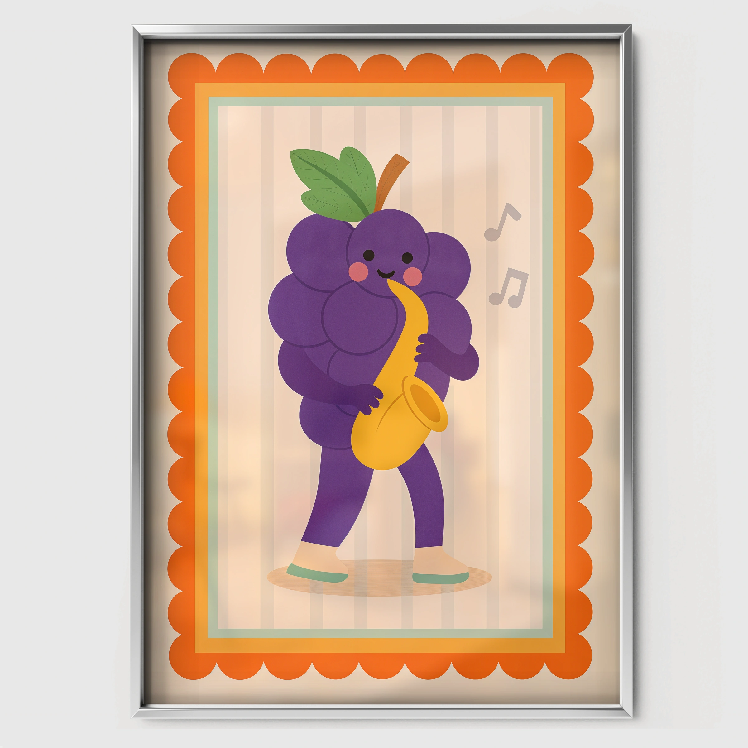 Saxophone Grape Nursery Print - white framed nursery wall art print