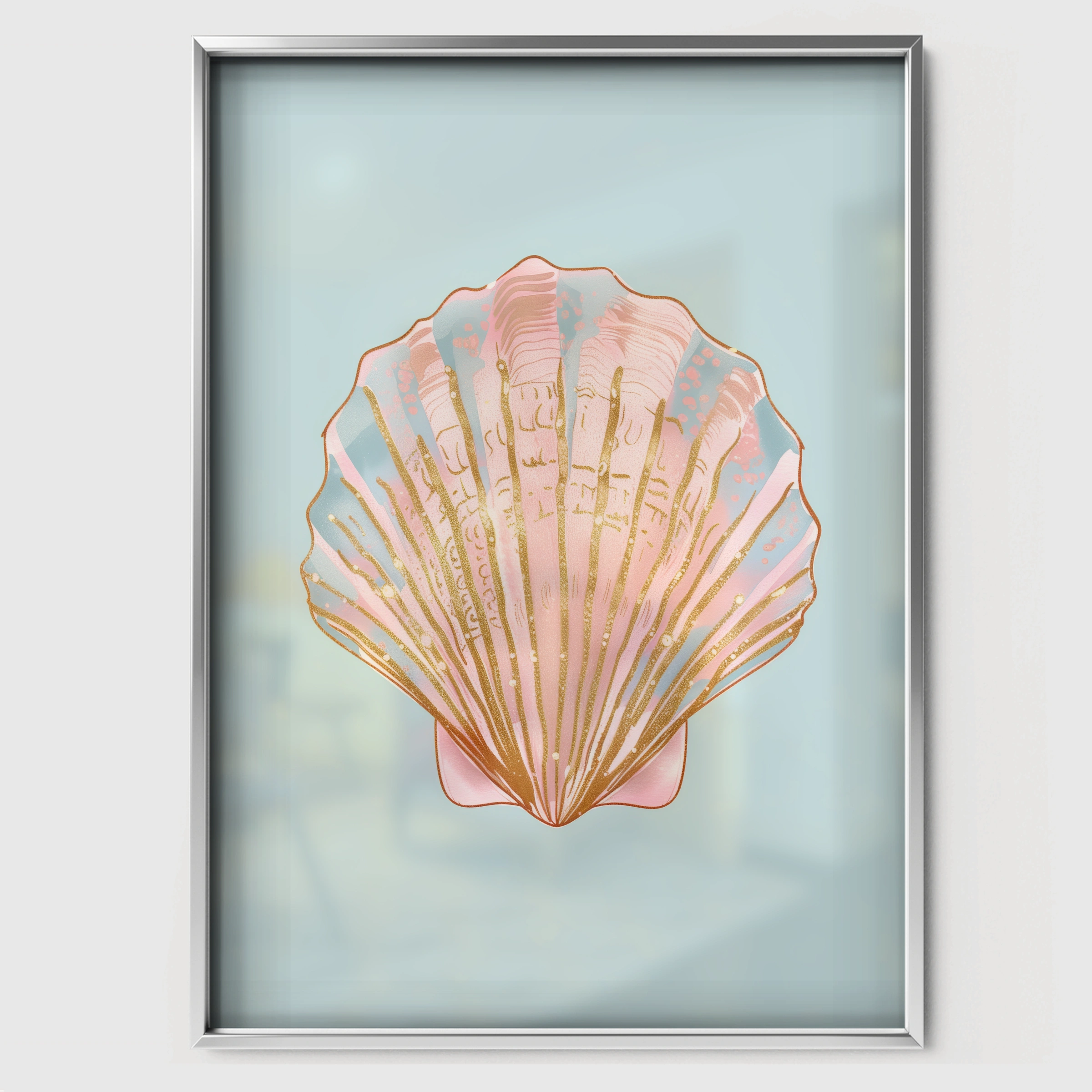 Seashell Nursery Print - white framed nursery wall art print