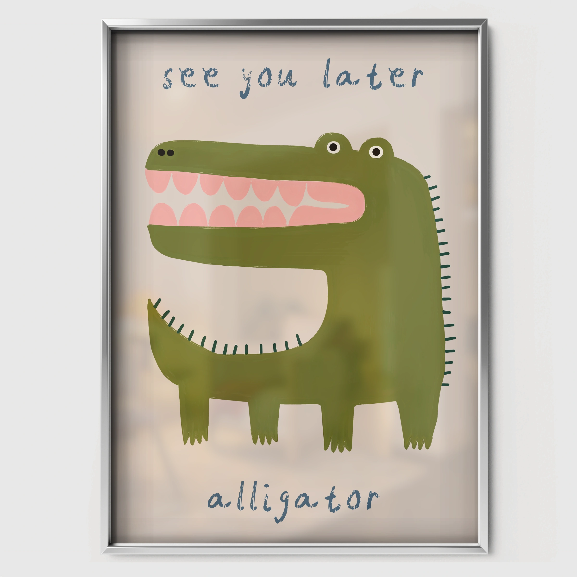 See You Later Alligator Nursery Print - white framed nursery wall art print