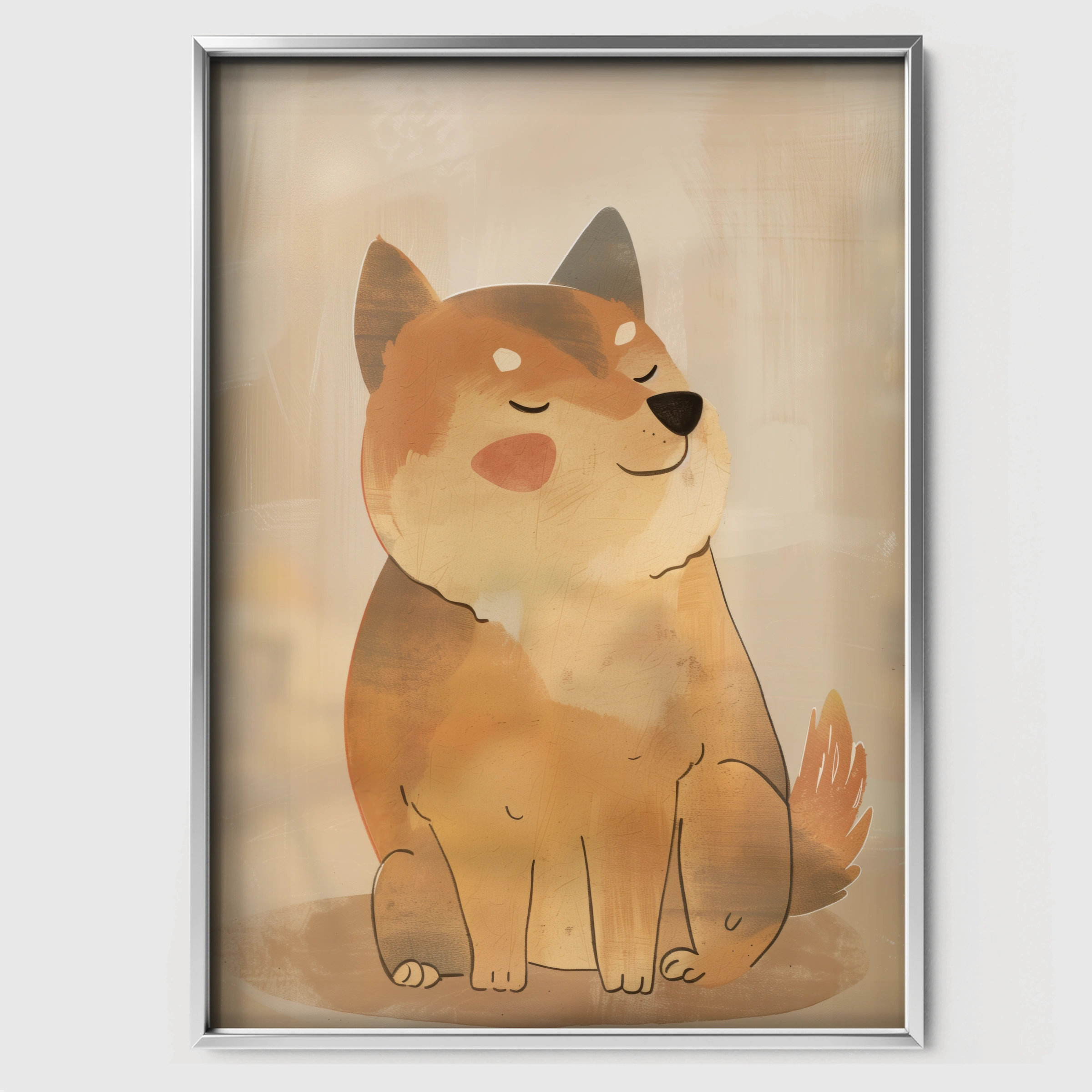 Shiba Dog Nursery Print - white framed nursery wall art print