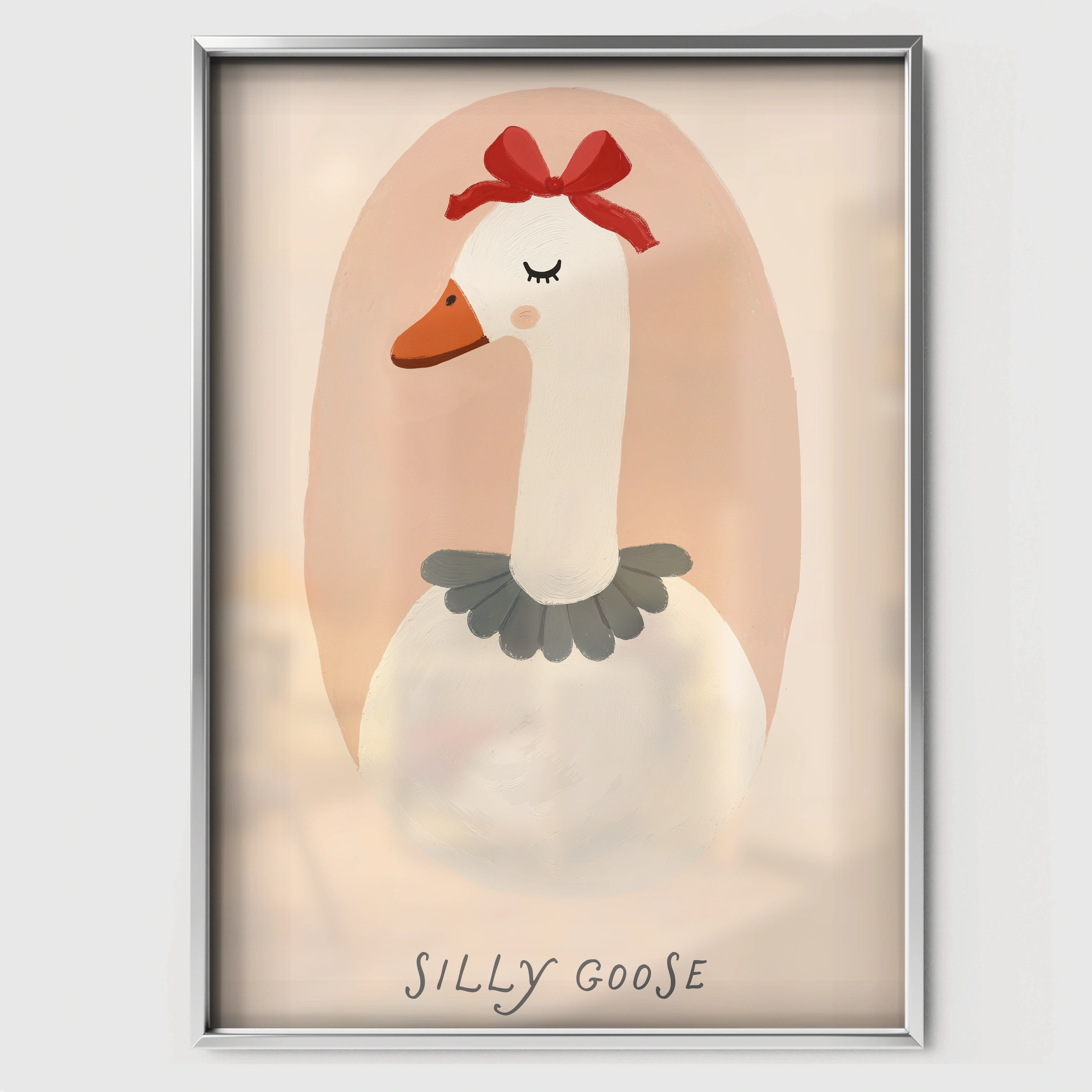 Silly Goose Nursery Print - white framed nursery wall art print