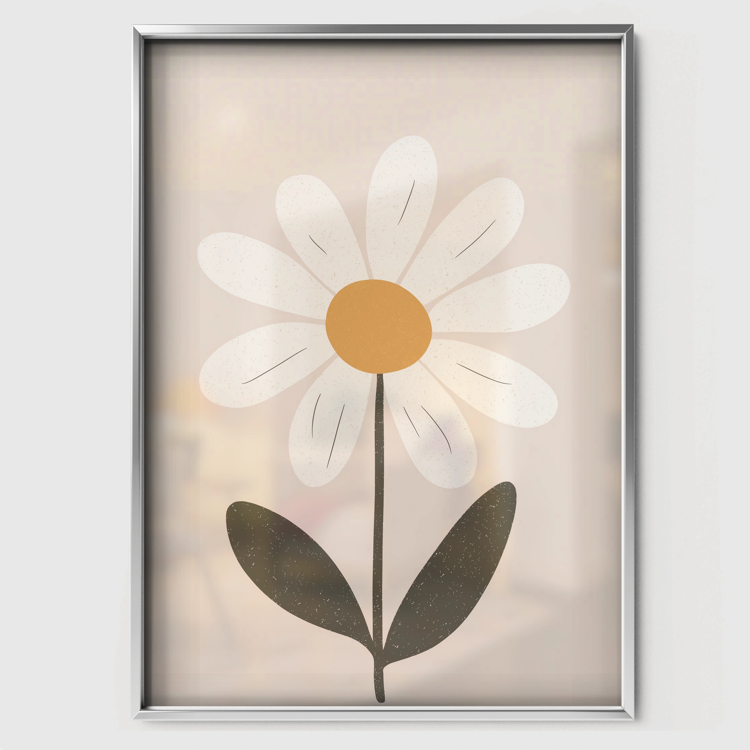 Single Daisy Nursery Print - white framed nursery wall art print