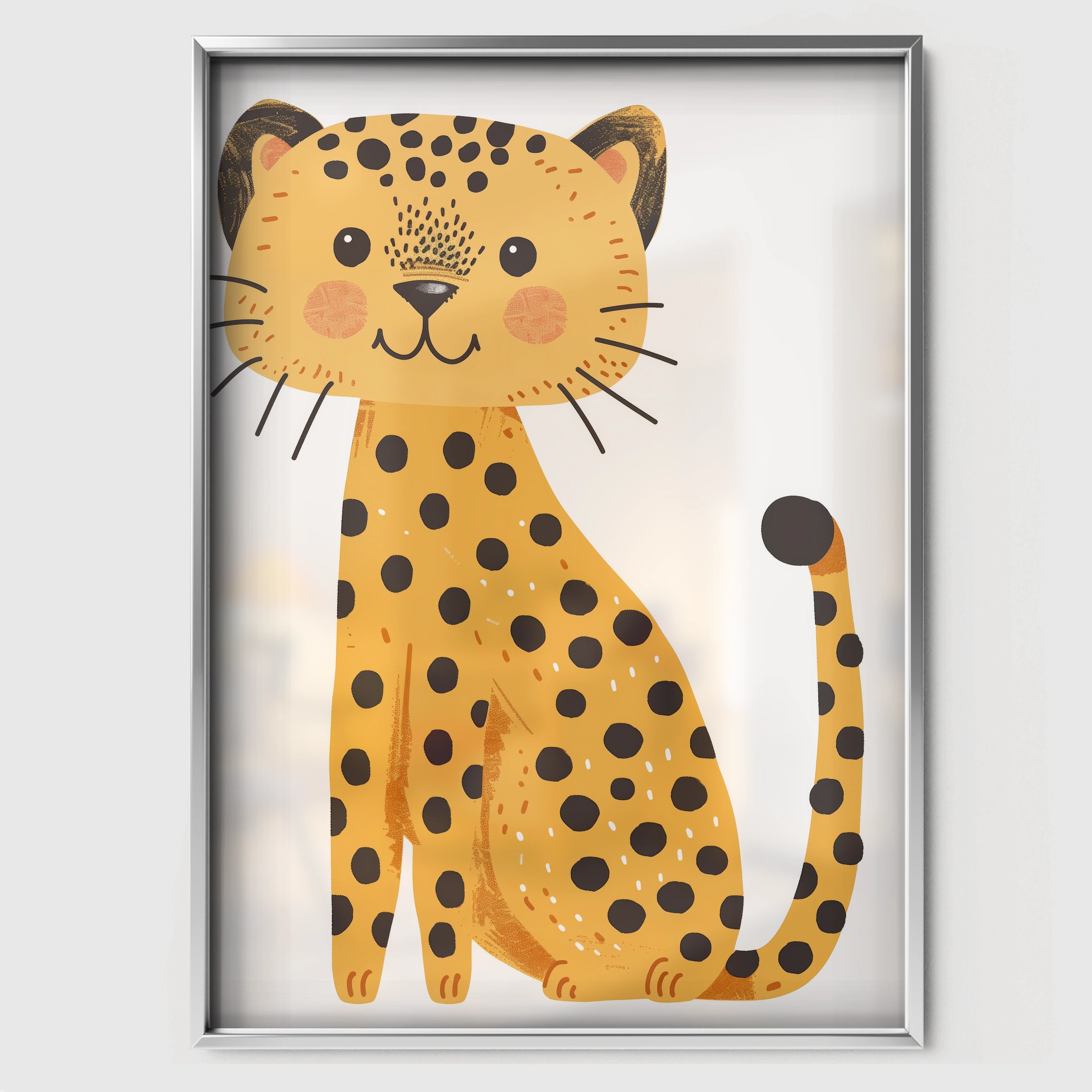 Sitting Cheetah Nursery Print - white framed nursery wall art print