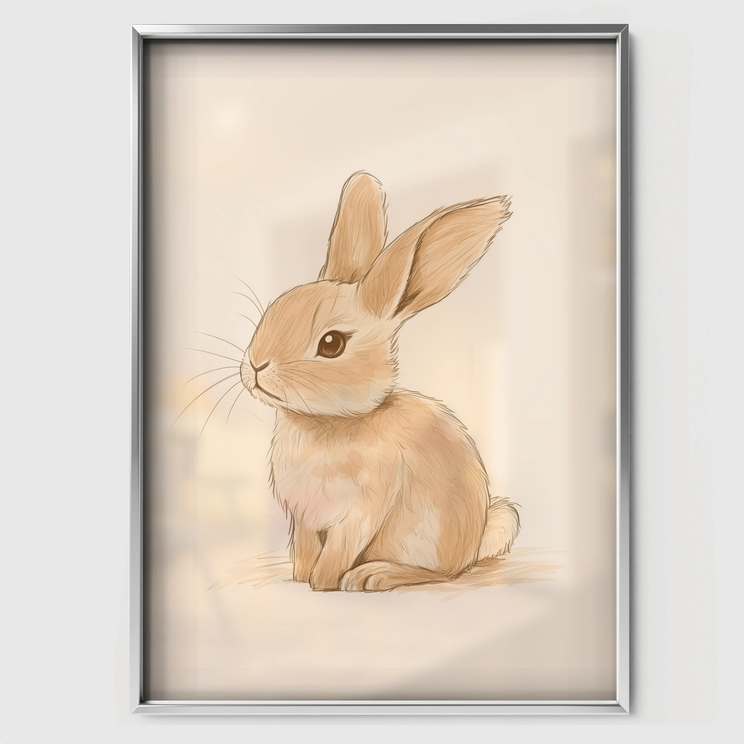 Sitting Rabbit Nursery Print - white framed nursery wall art print