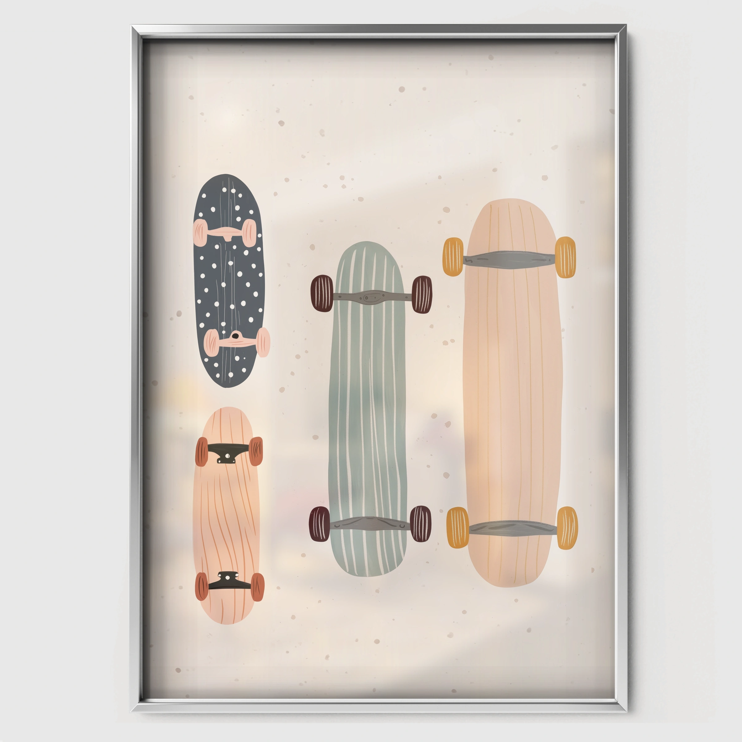 Skateboard Nursery Print - white framed nursery wall art print