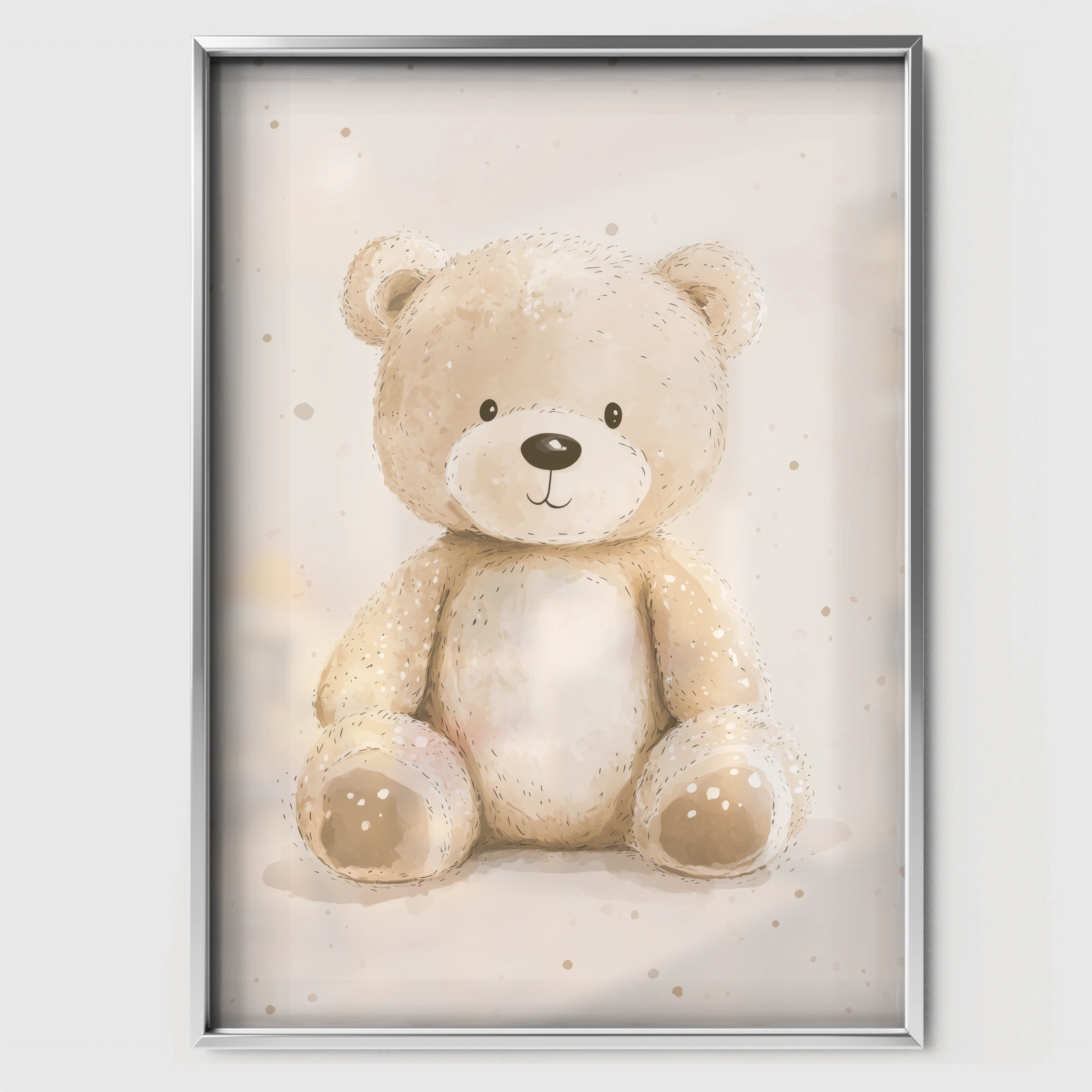 Sketched Teddy Bear Nursery Print - white framed nursery wall art print
