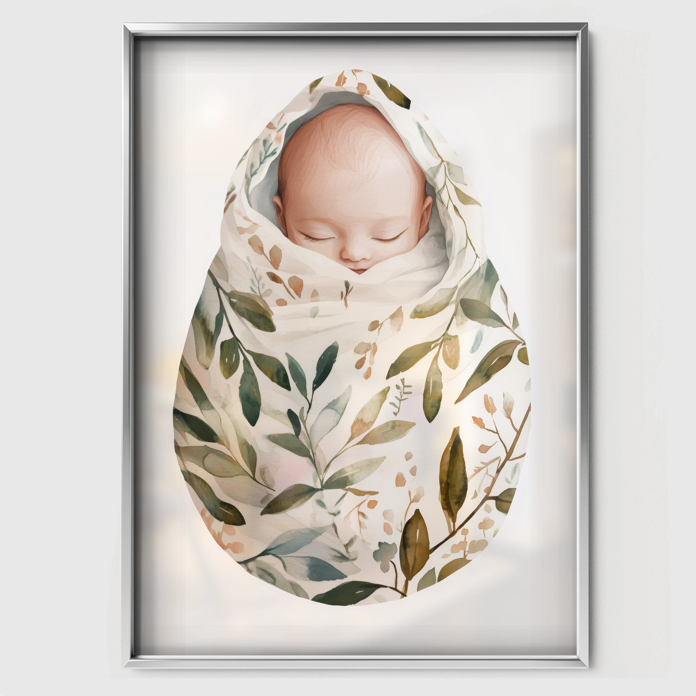 Sleeping Baby Nursery Print - white framed nursery wall art print