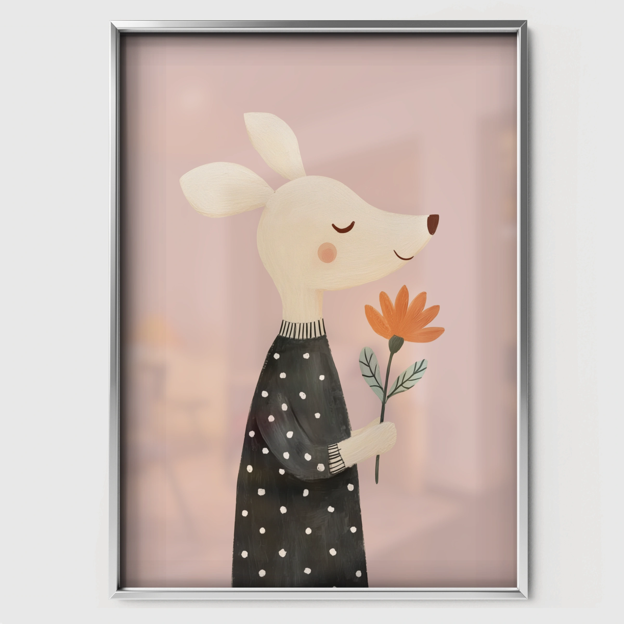 Sleepy Bunny Nursery Print - white framed nursery wall art print