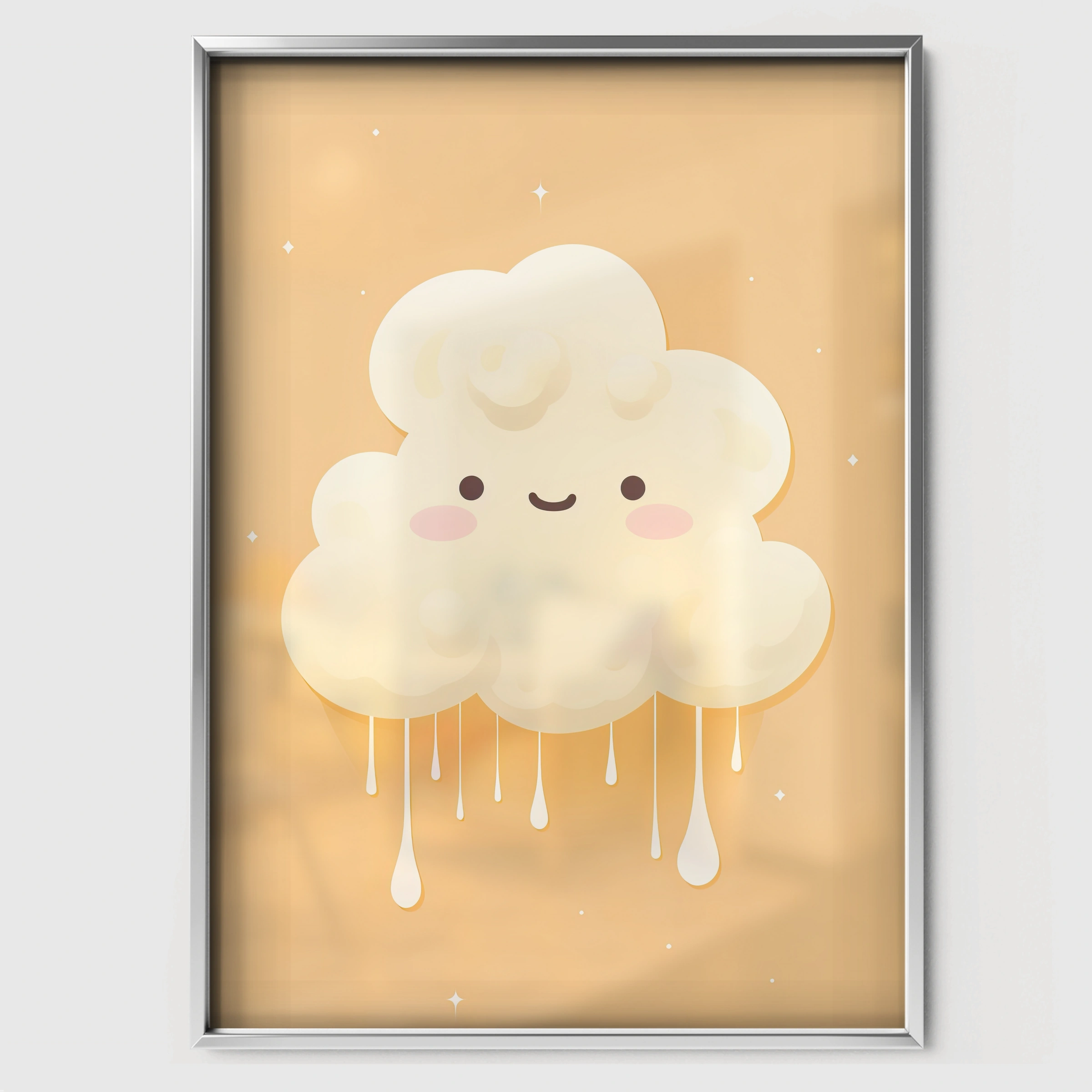 Sleepy Rain Cloud Nursery Print - white framed nursery wall art print