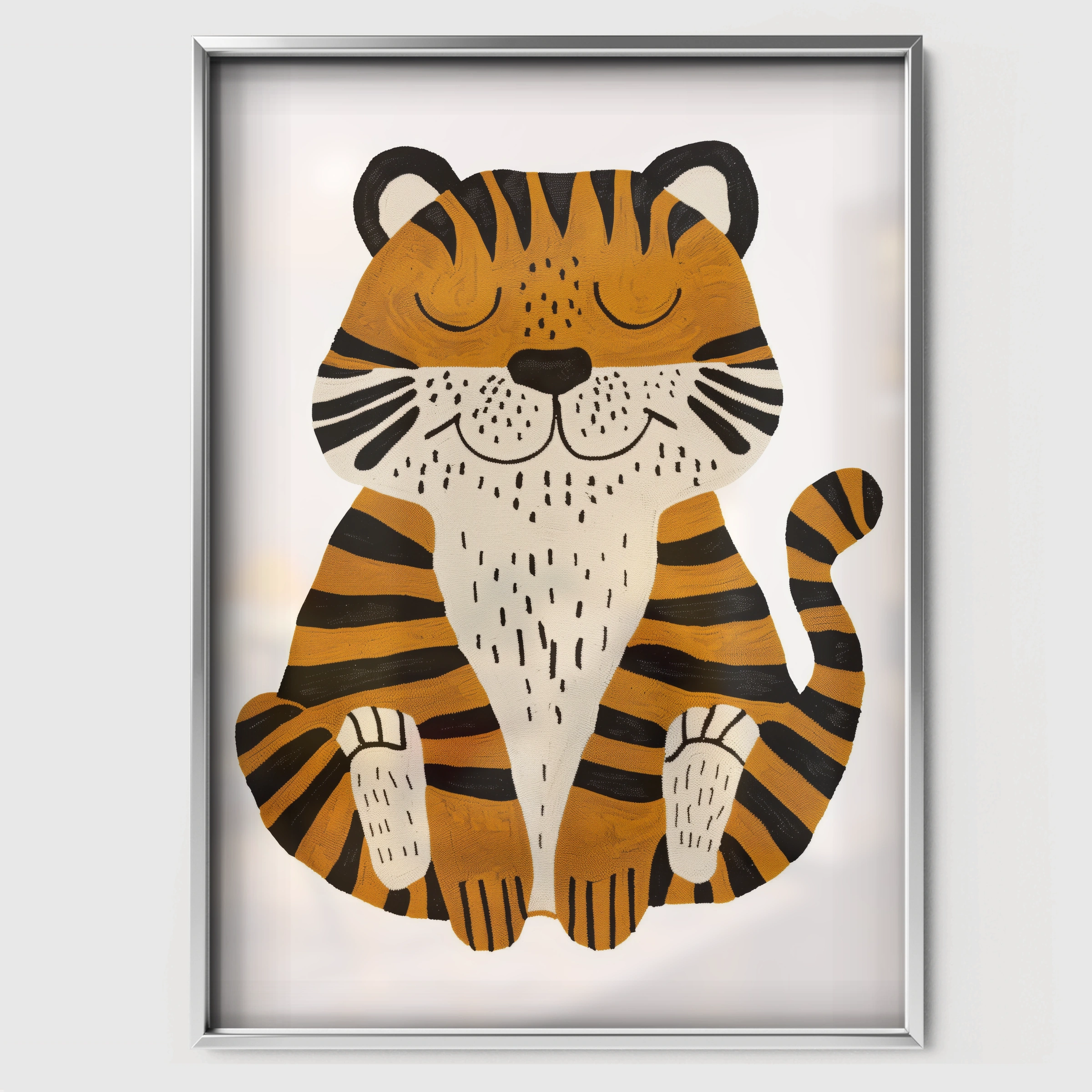 Sleepy Tiger Nursery Print - white framed nursery wall art print