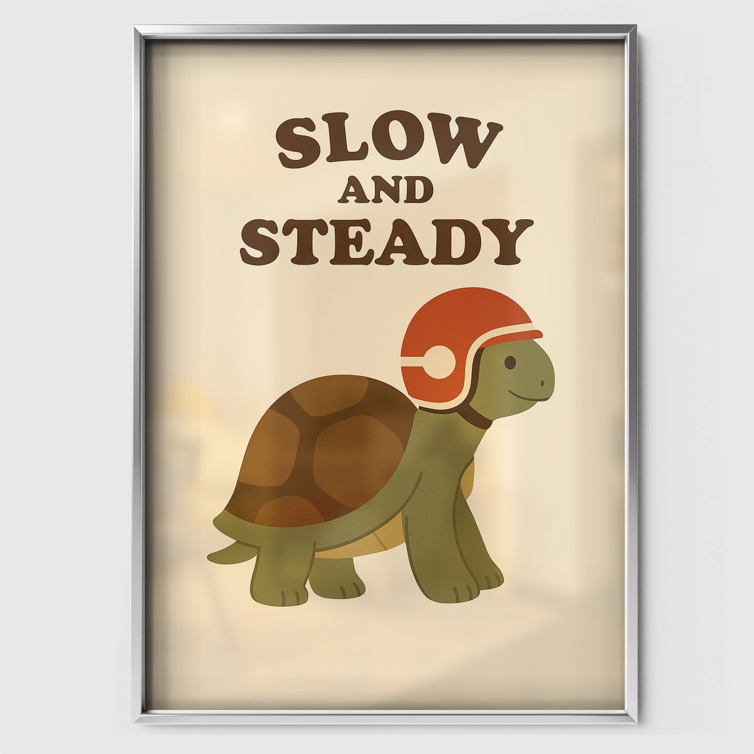 Slow and Steady Turtle Nursery Print - white framed nursery wall art print