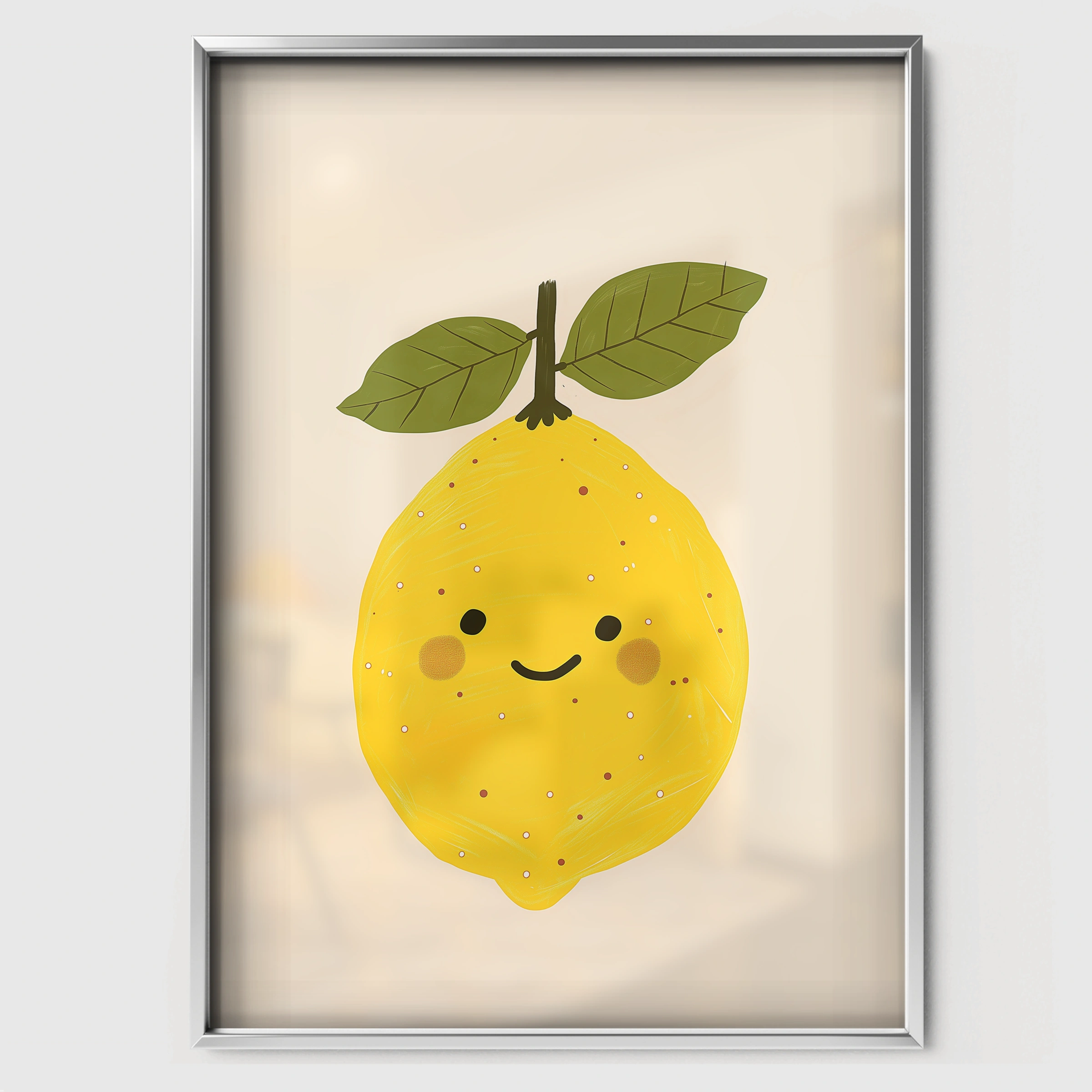 Smiling Lemon Nursery Print - white framed nursery wall art print