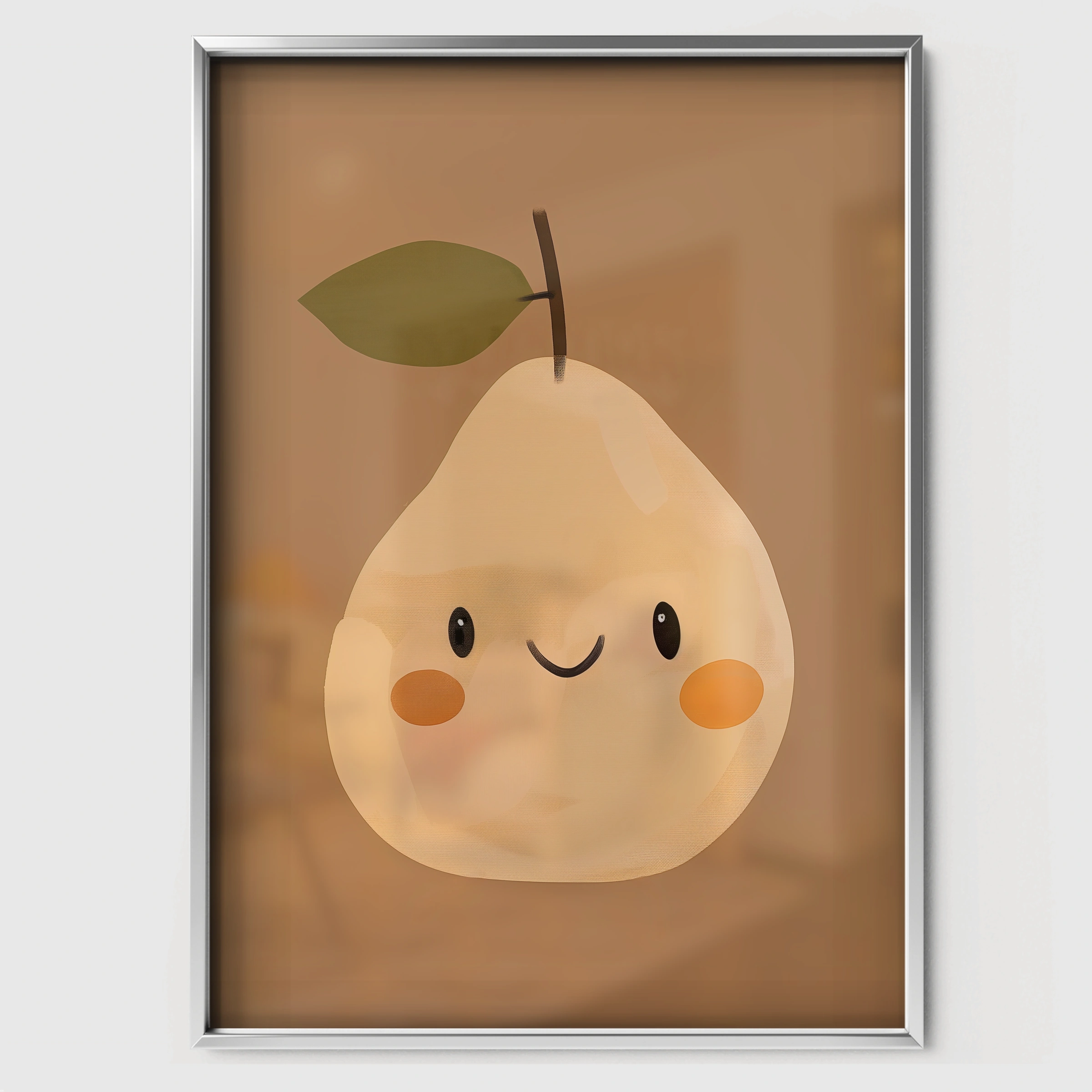 Smiling Pear Two Nursery Print - white framed nursery wall art print