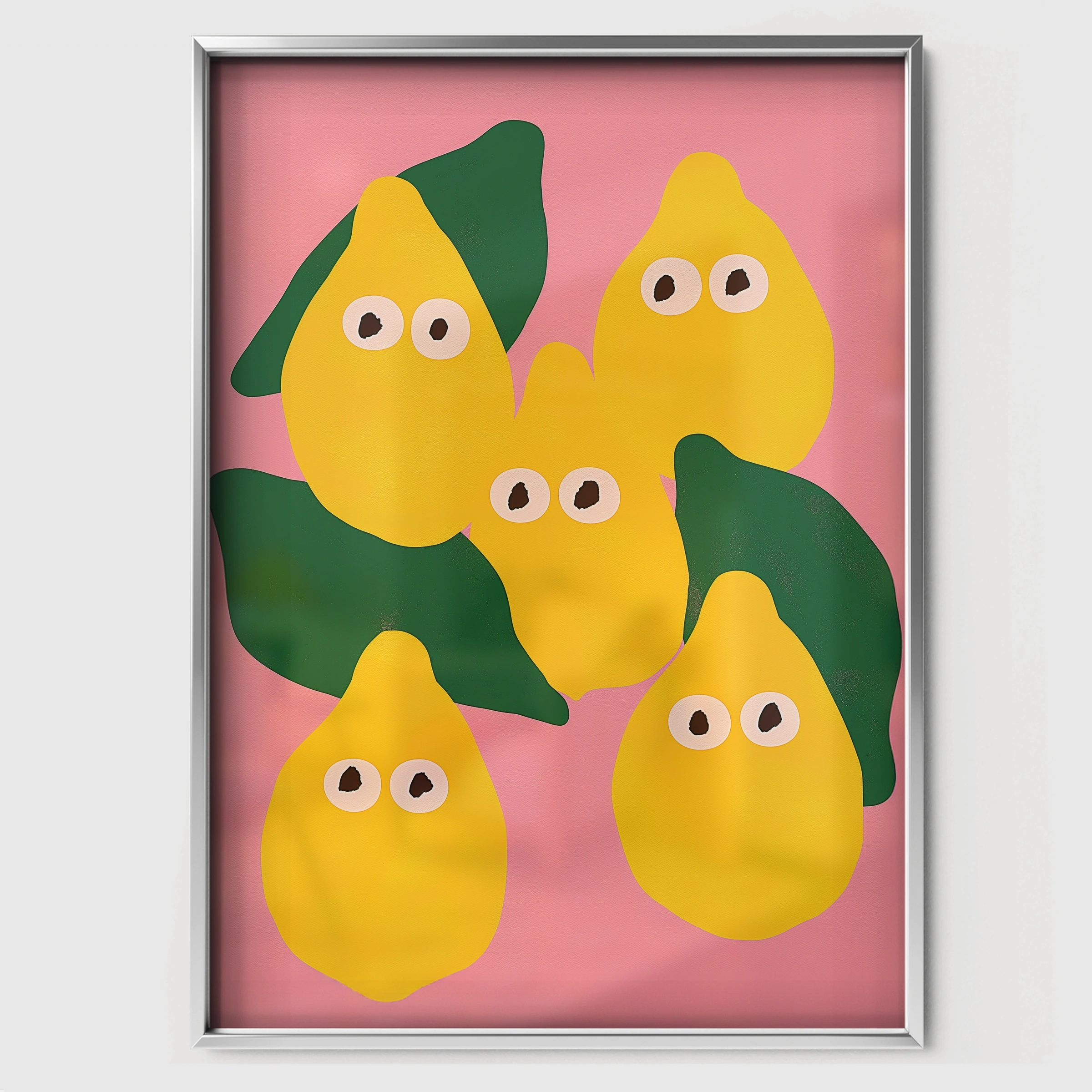 Smiling Pears Nursery Print - white framed nursery wall art print