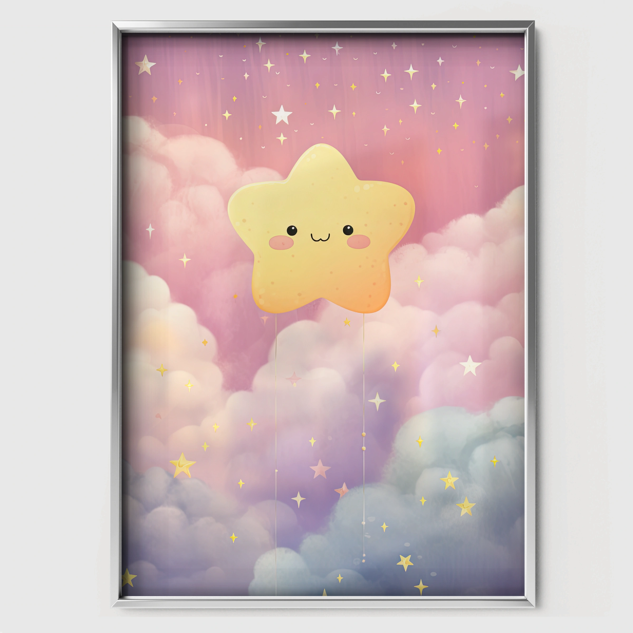 Smiling Star Nursery Print - white framed nursery wall art print