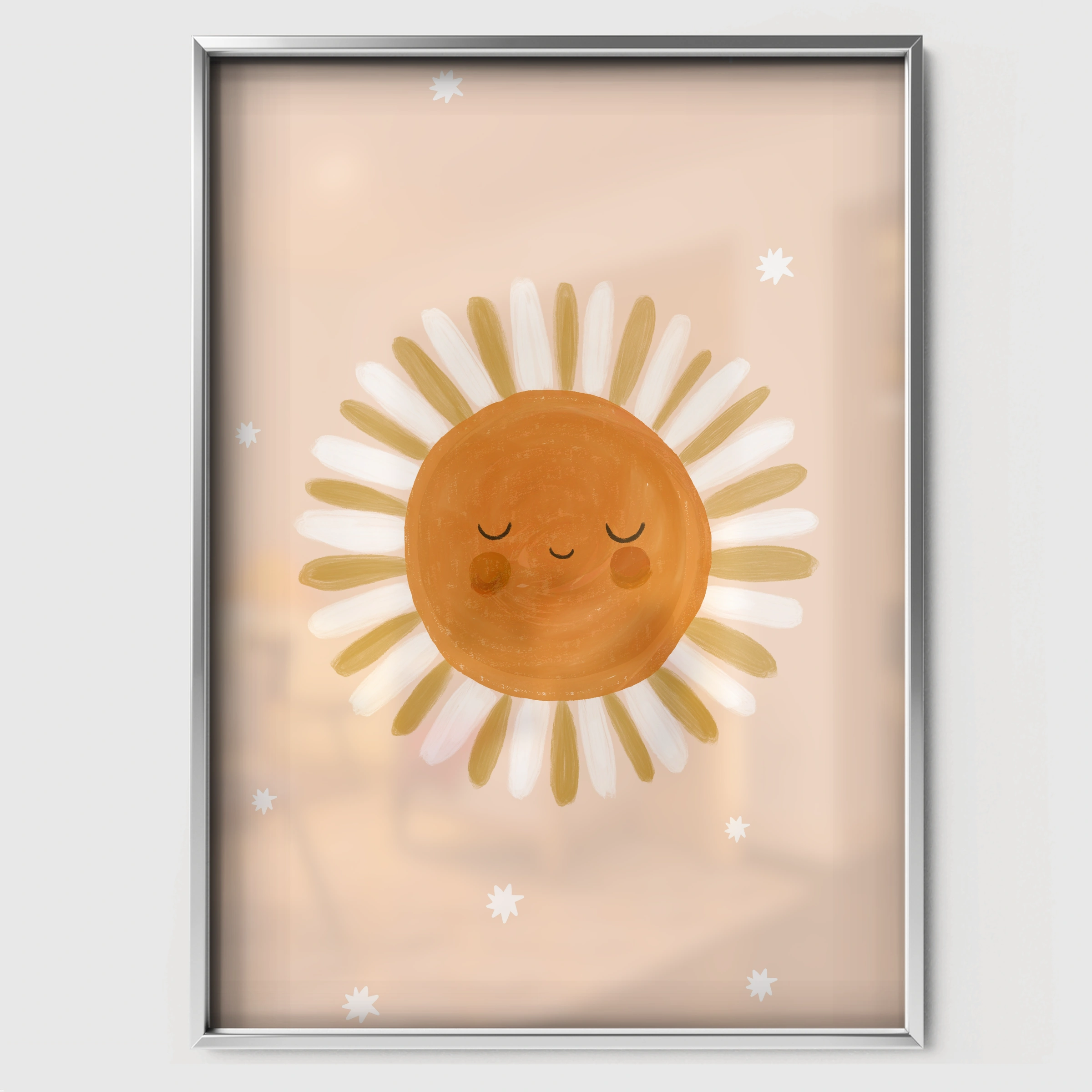 Smiling Sun Nursery Print - white framed nursery wall art print