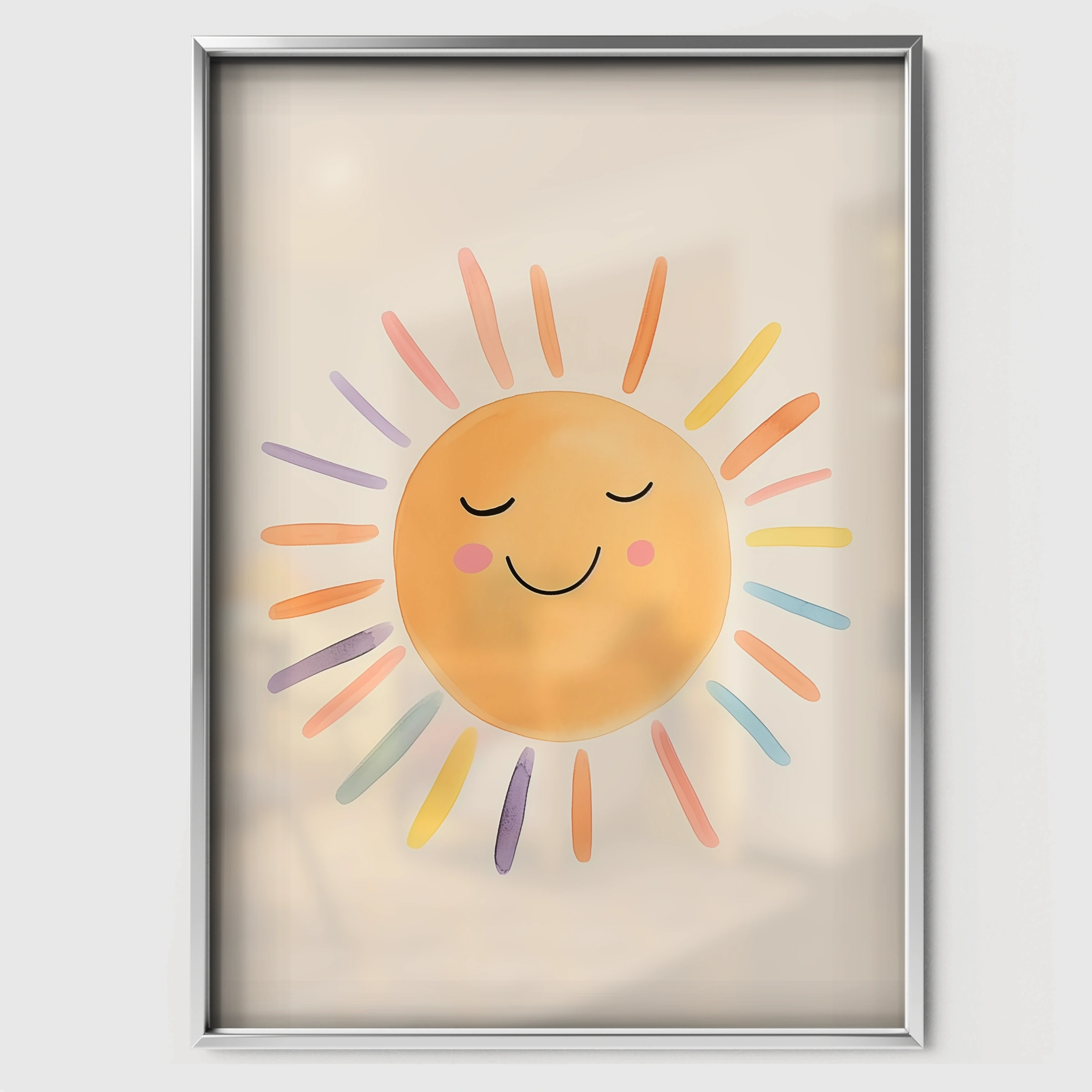 Smiling Sun Two Nursery Print - white framed nursery wall art print