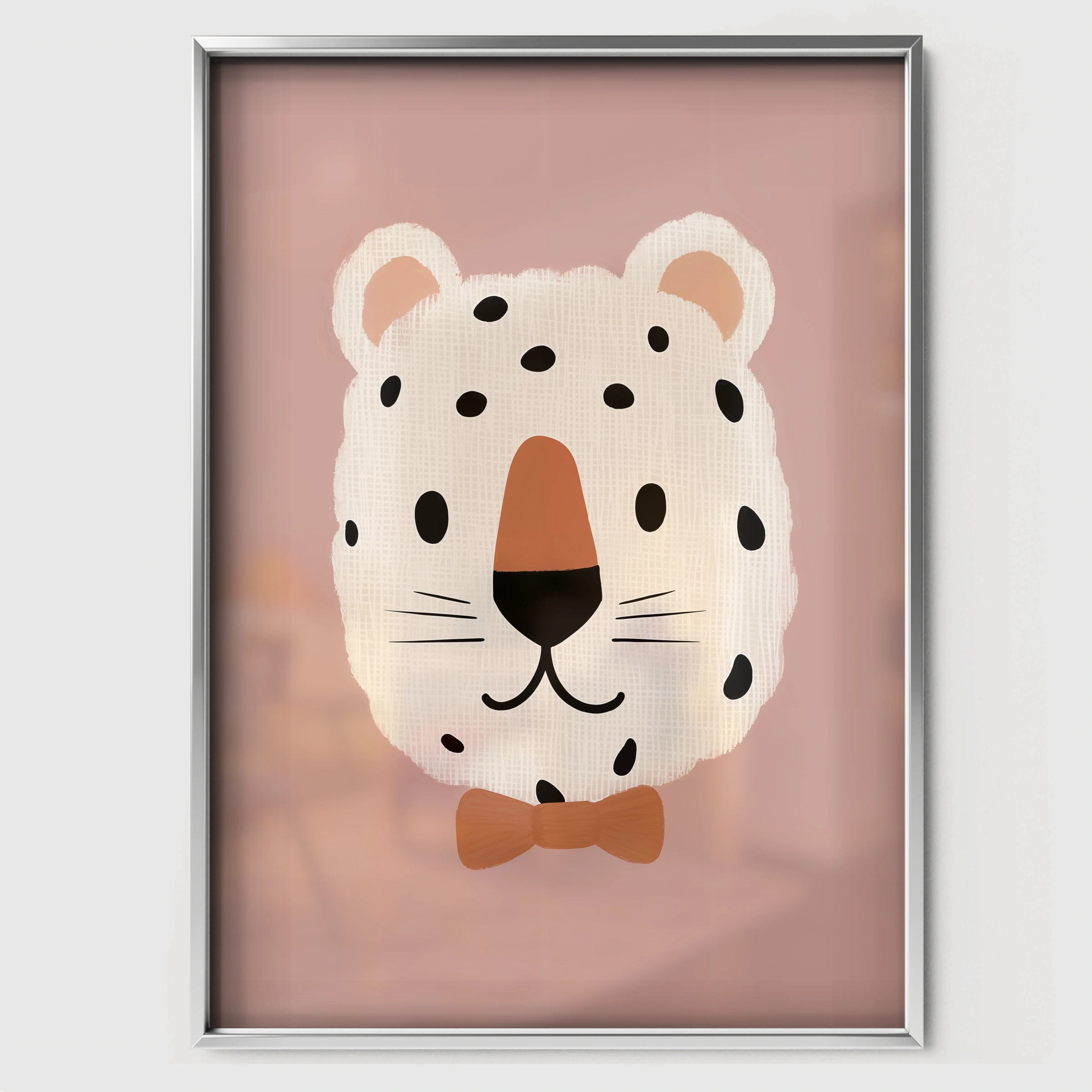 Snow Leopard Nursery Print - white framed nursery wall art print