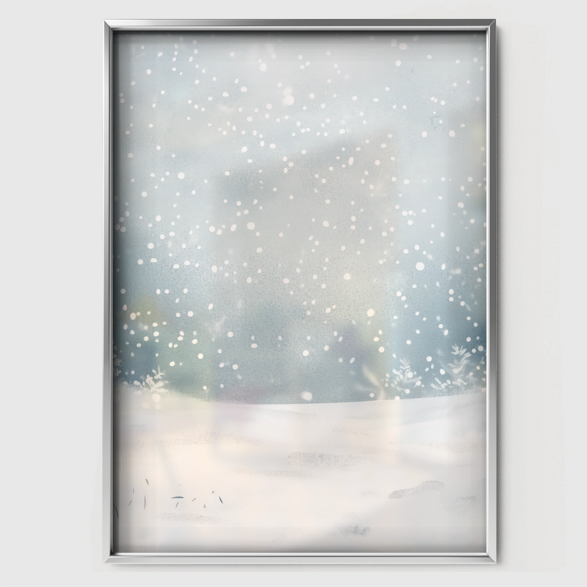 Snowy Field Christmas Print - white framed nursery wall art print