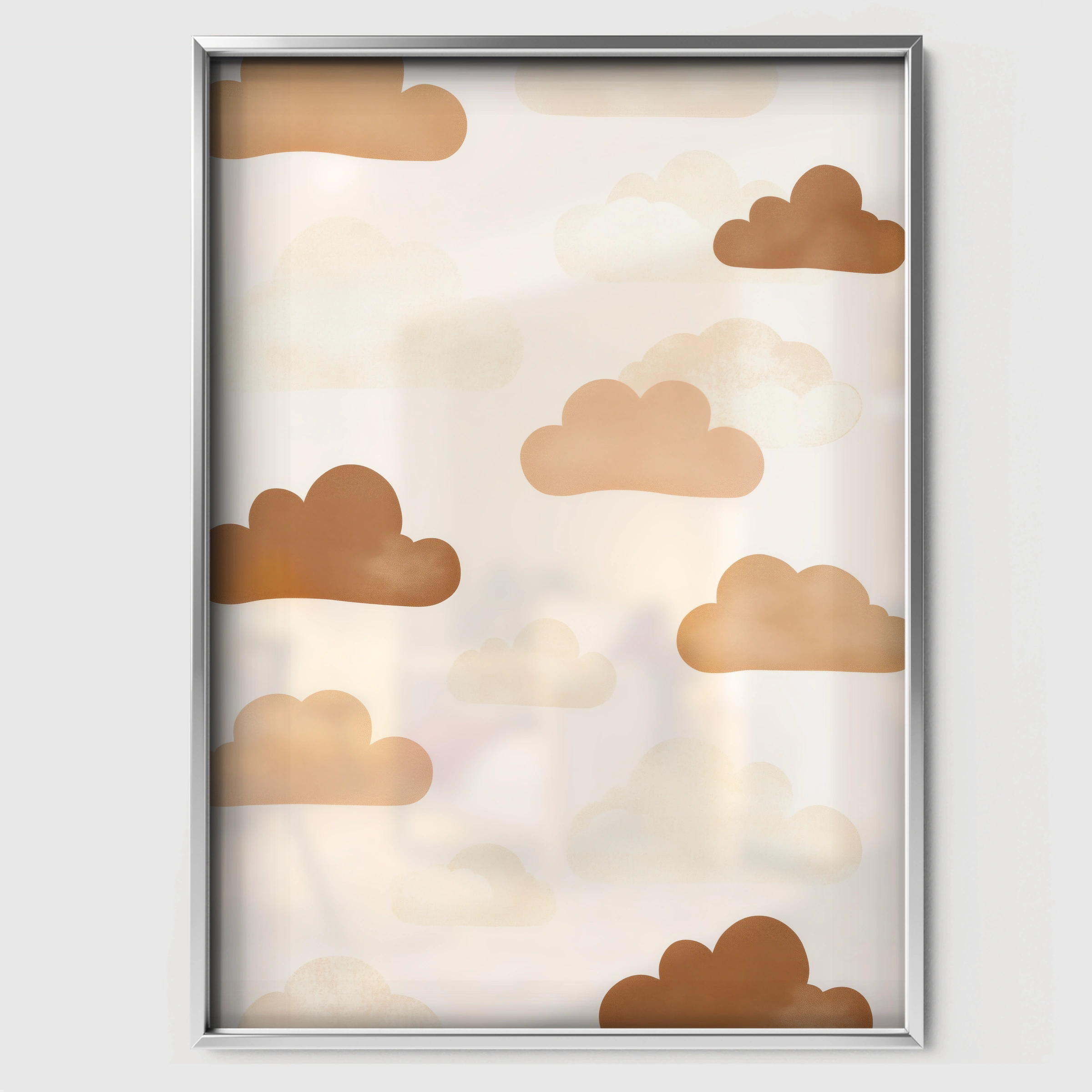 Soft Clouds Nursery Print - white framed nursery wall art print