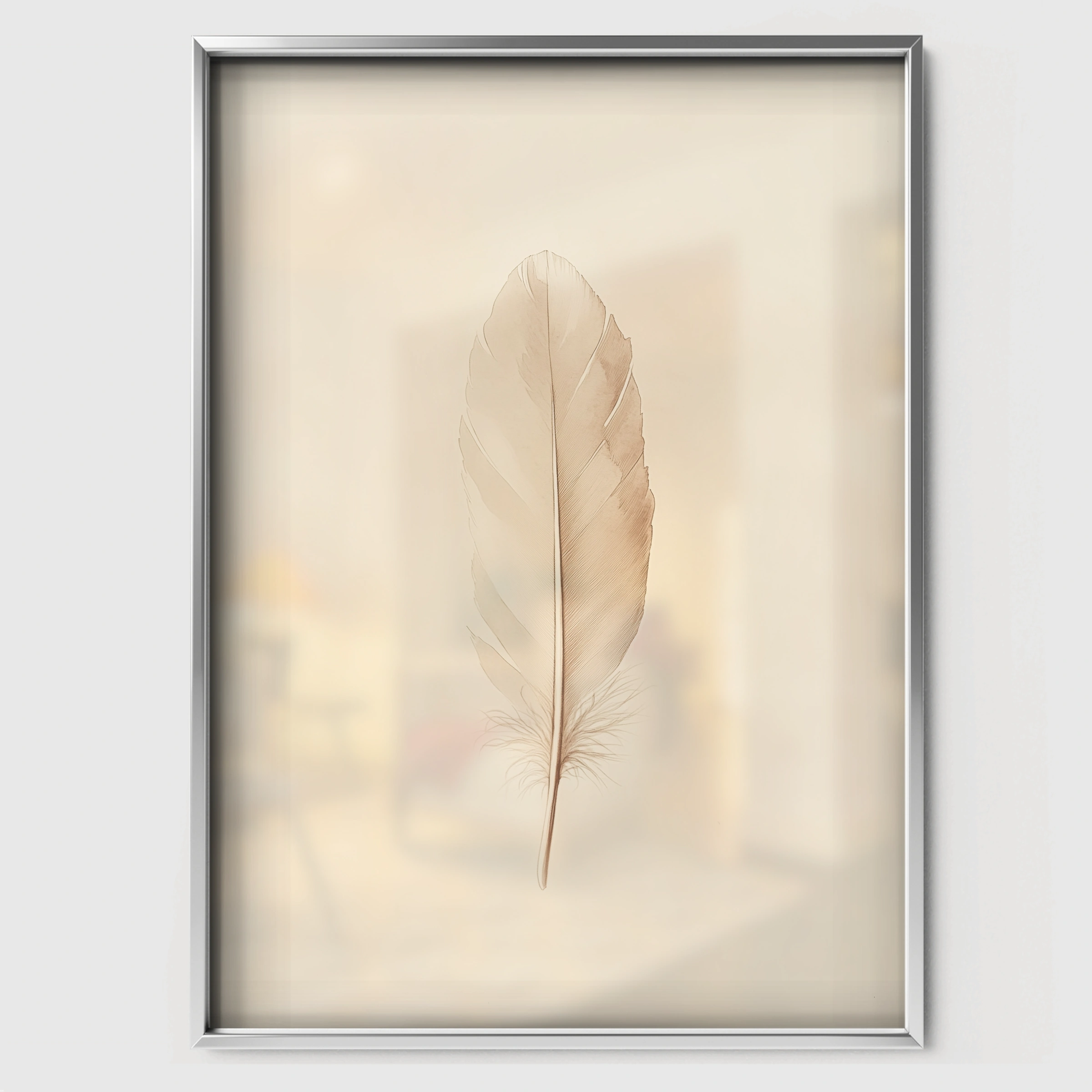 Soft Feather Nursery Print - white framed nursery wall art print