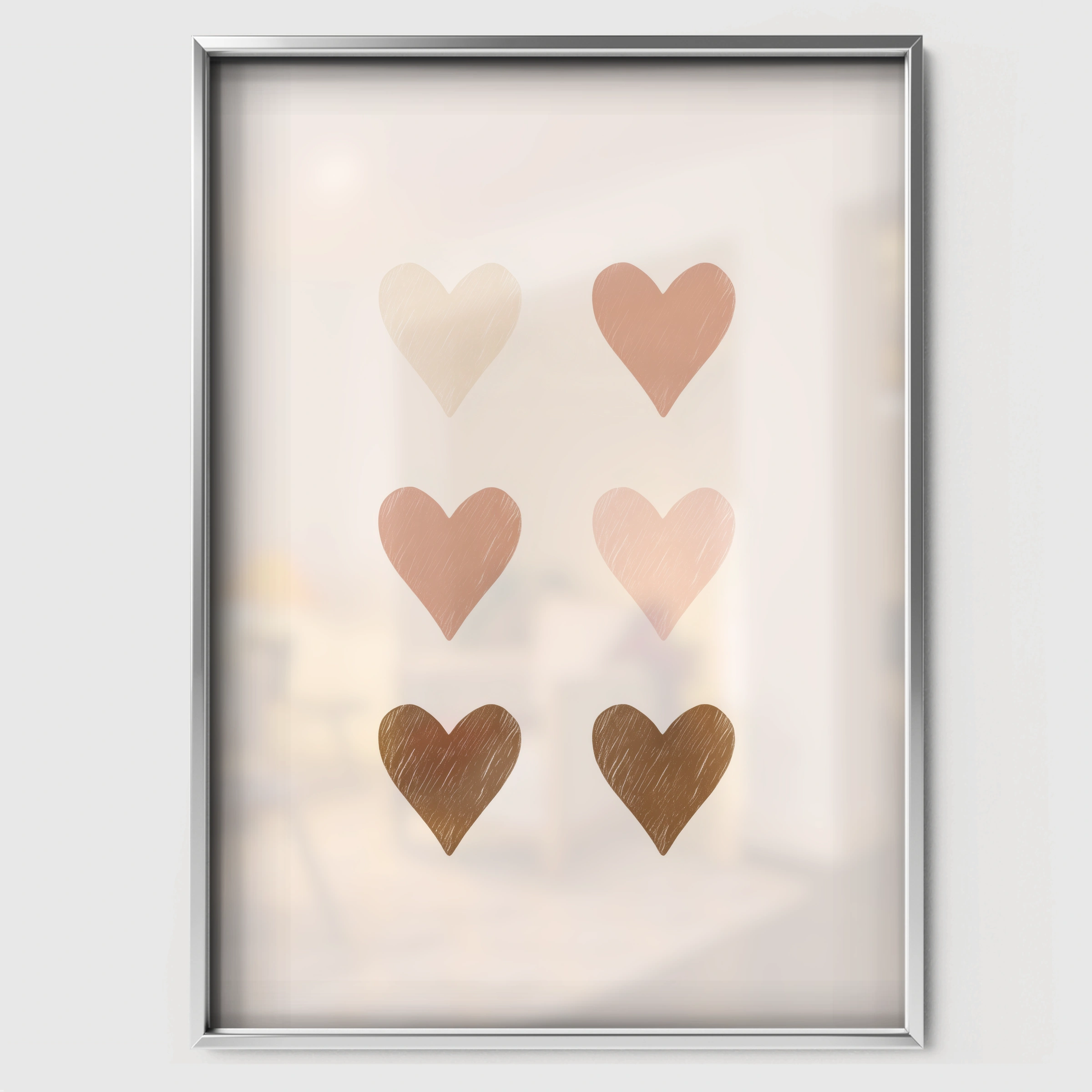 Soft Hearts Nursery Print - white framed nursery wall art print