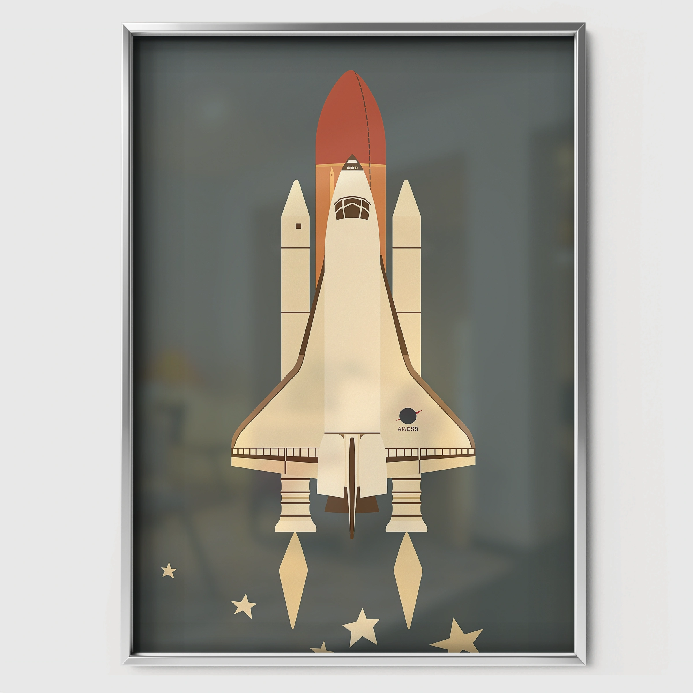 Space Shuttle Launch Nursery Print - white framed nursery wall art print