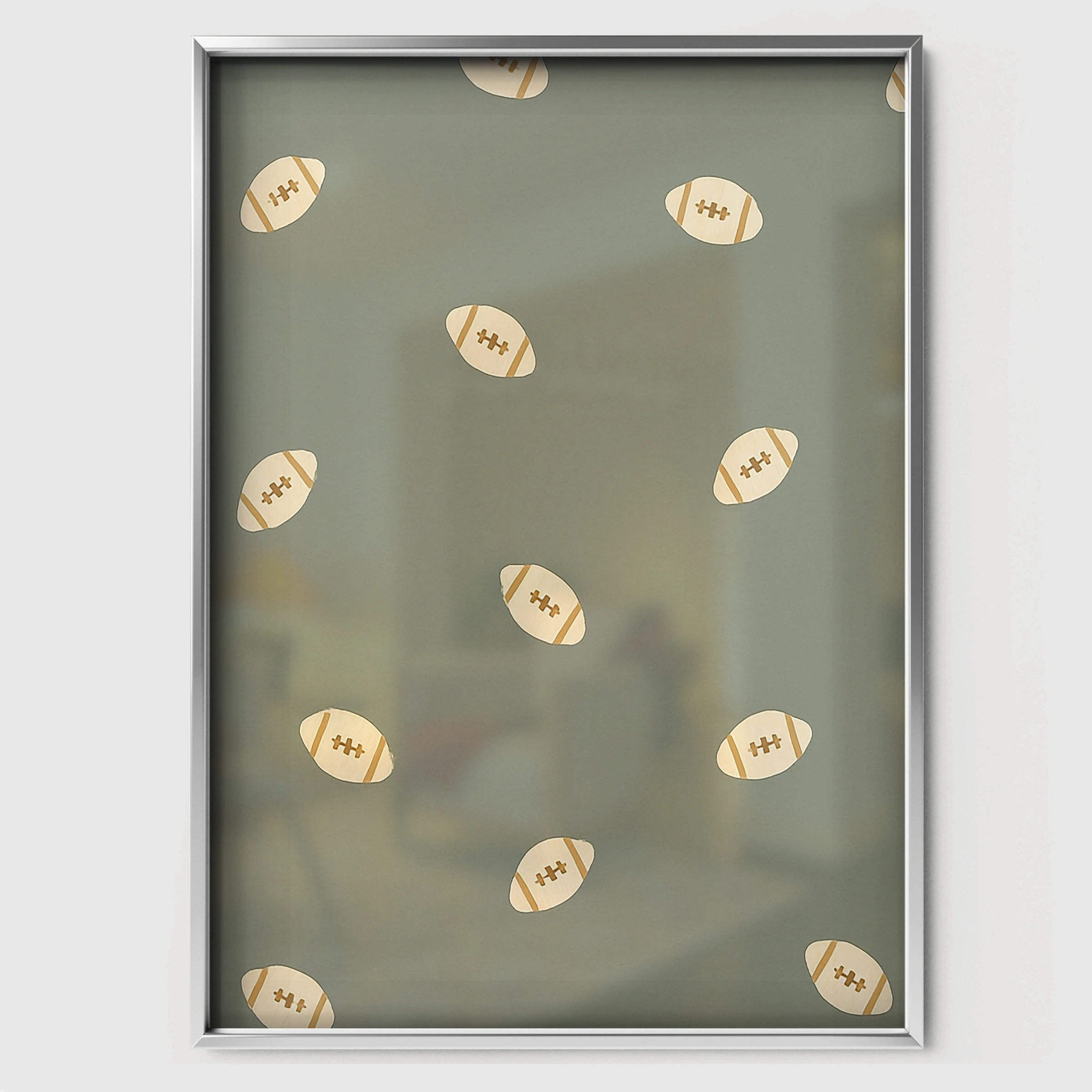 Sports Balls Pattern Nursery Print - white framed nursery wall art print