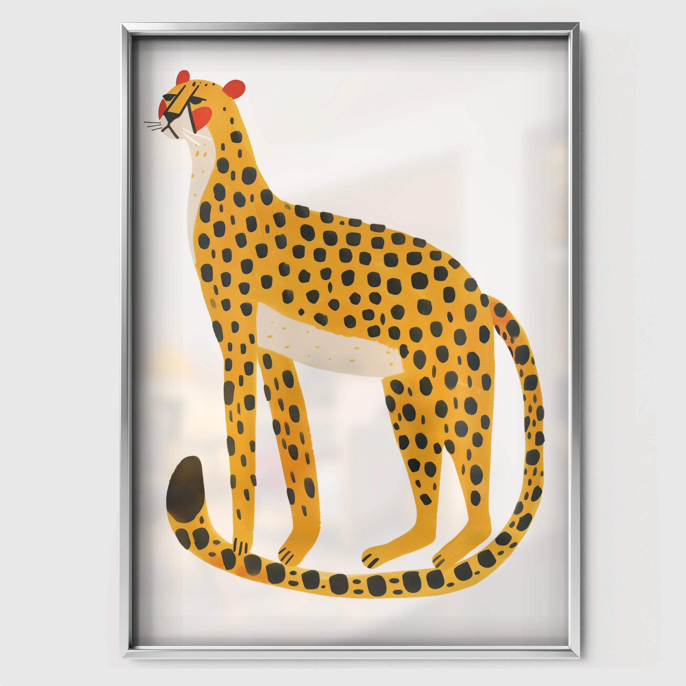 Spotted Cheetah Nursery Print - white framed nursery wall art print